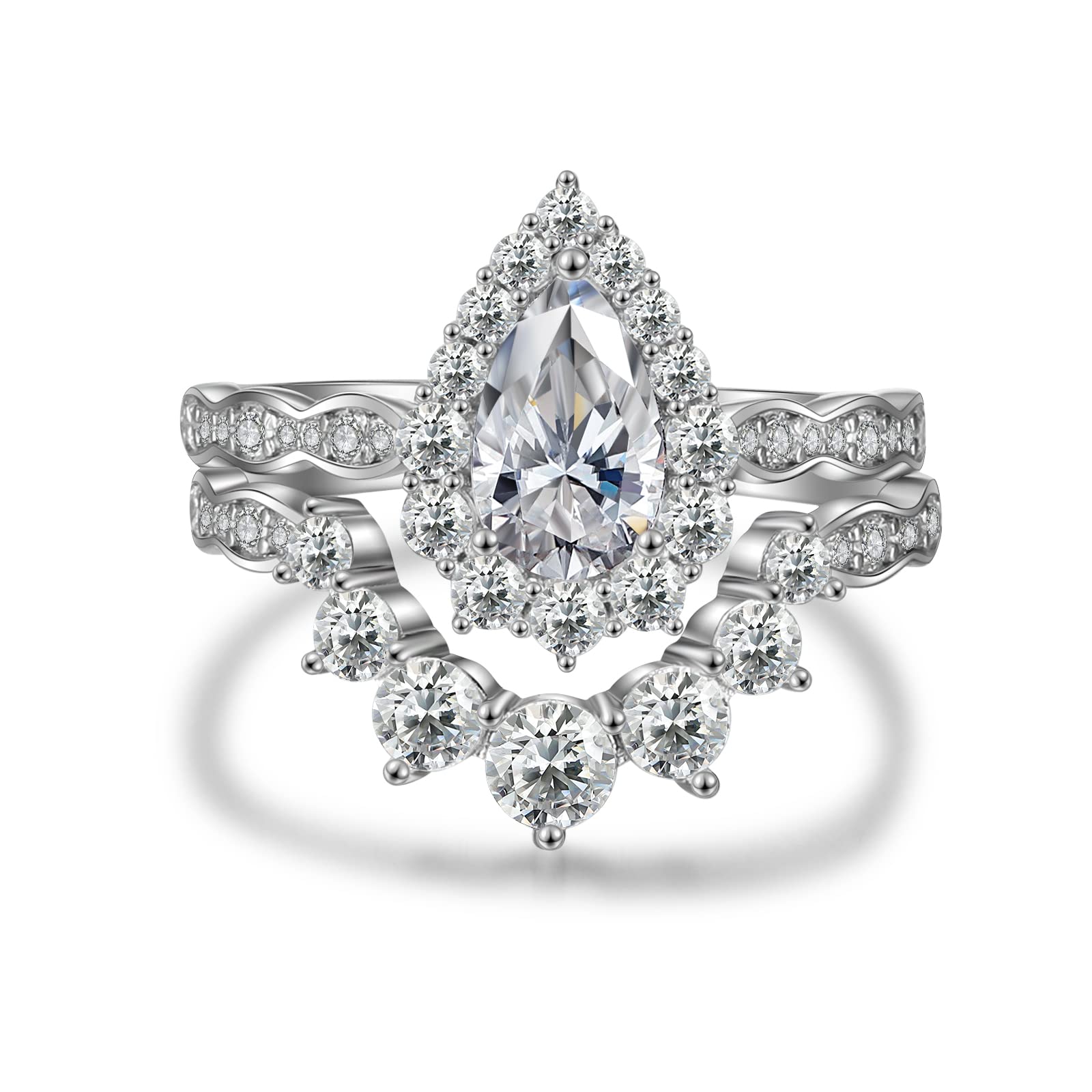 1.5ct Moissanite Diamond Engagement Ring Set for Women - Sterling Silver Wedding & Anniversary Promise Rings - 2 Piece & 3 Piece Sets - Perfect for Proposals, Weddings, Anniversaries & Special Occasions