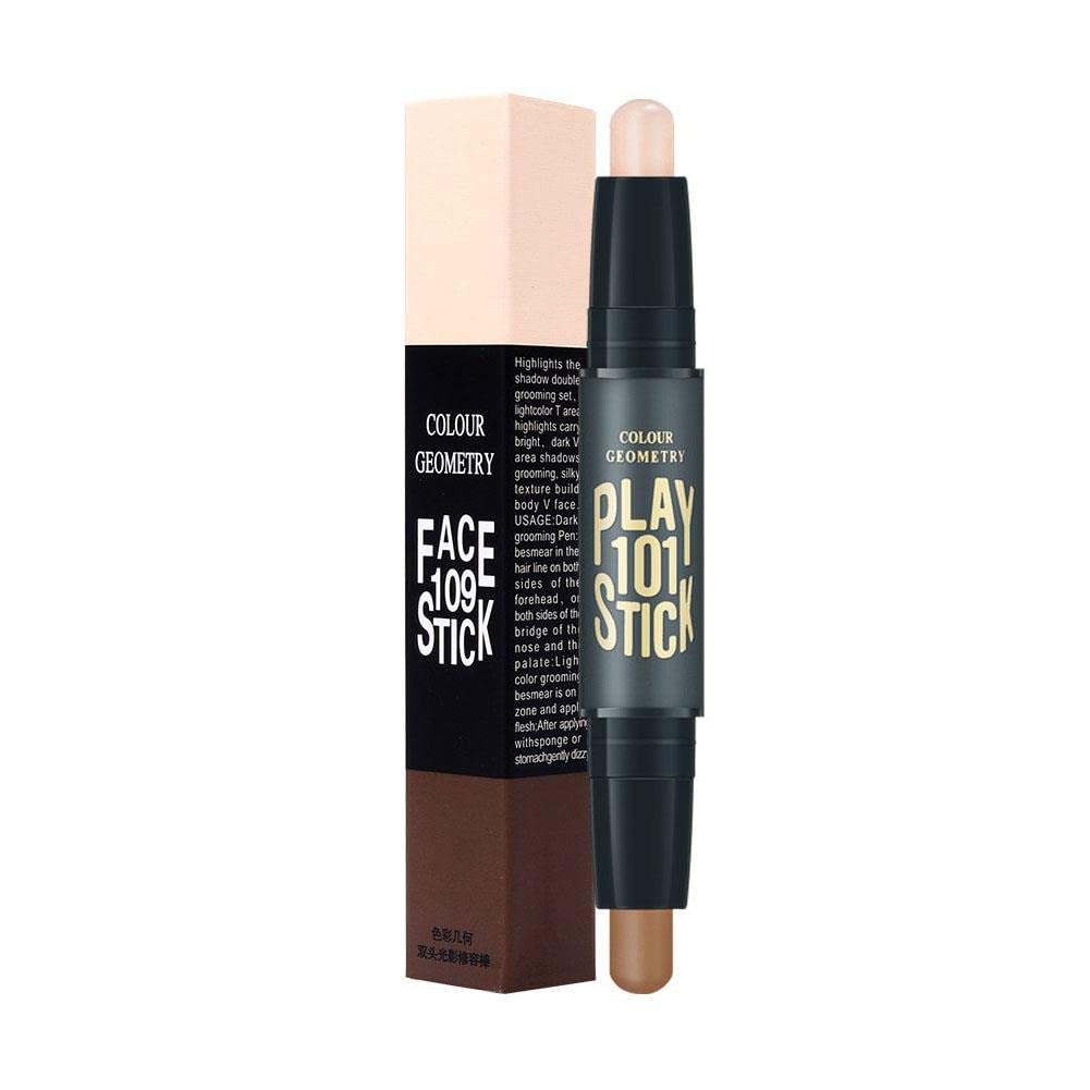 Waterproof Highlighter Contouring Stick & Creamy Concealer Pen - 2-in-1 Double-Ended Face Makeup for Long Lasting Glow | Perfect for Contouring, Highlighting & Everyday Makeup Looks