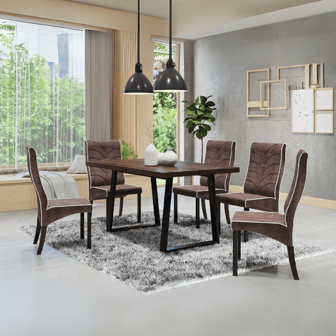 Premium Kazimir 7-Piece Wooden Dining Set - Solid Wood Table & 6 Chairs for Modern Farmhouse & Rustic Home Decor | Perfect for Dining Room, Kitchen & Outdoor Entertaining