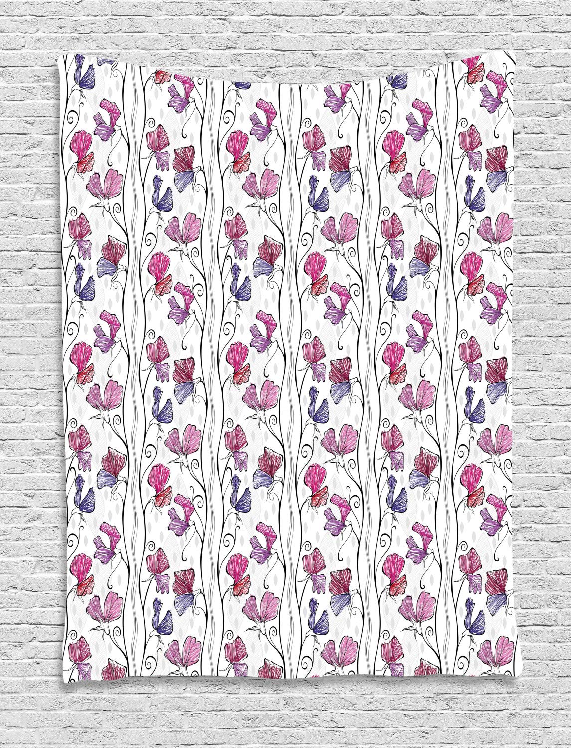 Ambesonne Spring Floral Tapestry - Abstract Flower Branch Pattern Wall Hanging Decor for Bedroom, Living Room & Dorm - 60x80 Inch Multicolor Bohemian Tapestry - Perfect for Home Decor, Boho Chic Style & Room Aesthetics