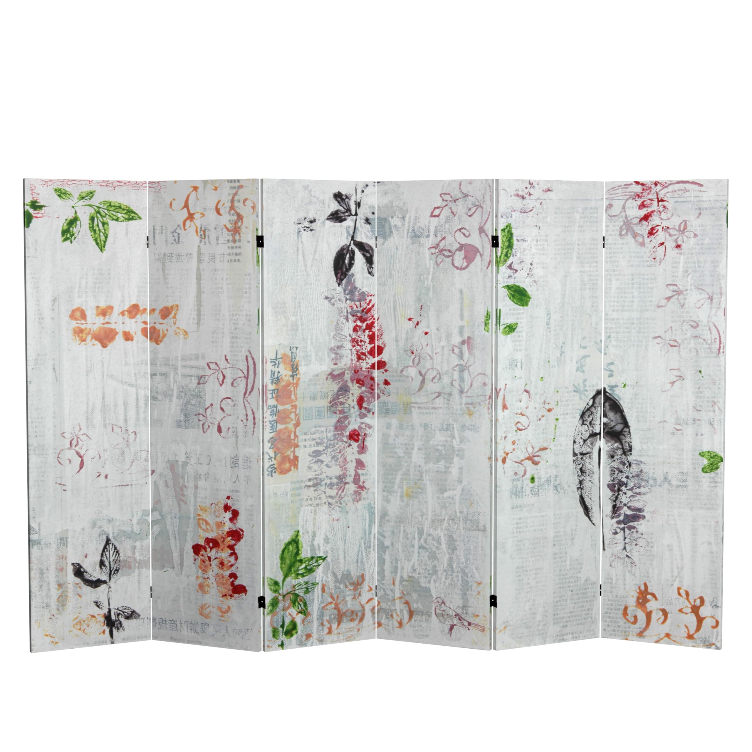 6 ft. Tall Double-Sided Red Lantern November Light Canvas Room Divider - White | Freestanding Privacy Screen for Living Room, Bedroom, Office & Events