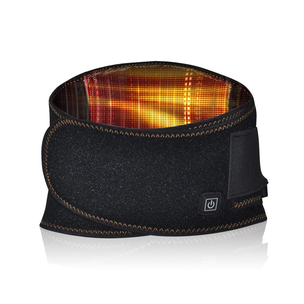 Hot & Cold Therapy Lumbar Support Belt - Far Infrared Heating & Vibration Massage for Lower Back Pain Relief - Adjustable Waist Brace for Sciatica, Herniated Disc & Spine Support (Ideal for Office Work, Driving & Post-Surgery Recovery)