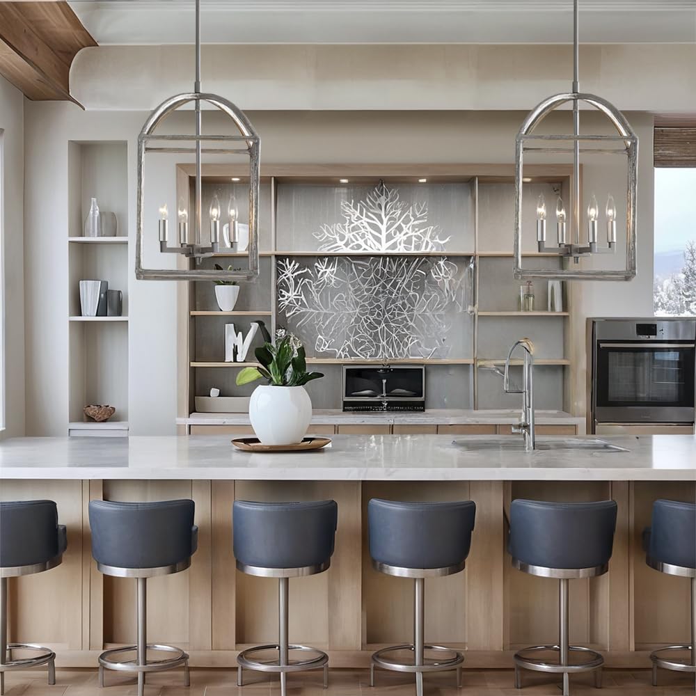 Industrial Forged-Iron Pendant Light - Modern Durable Hanging Fixture in Nickel Finish for Kitchen Island, Dining Room & Office Lighting