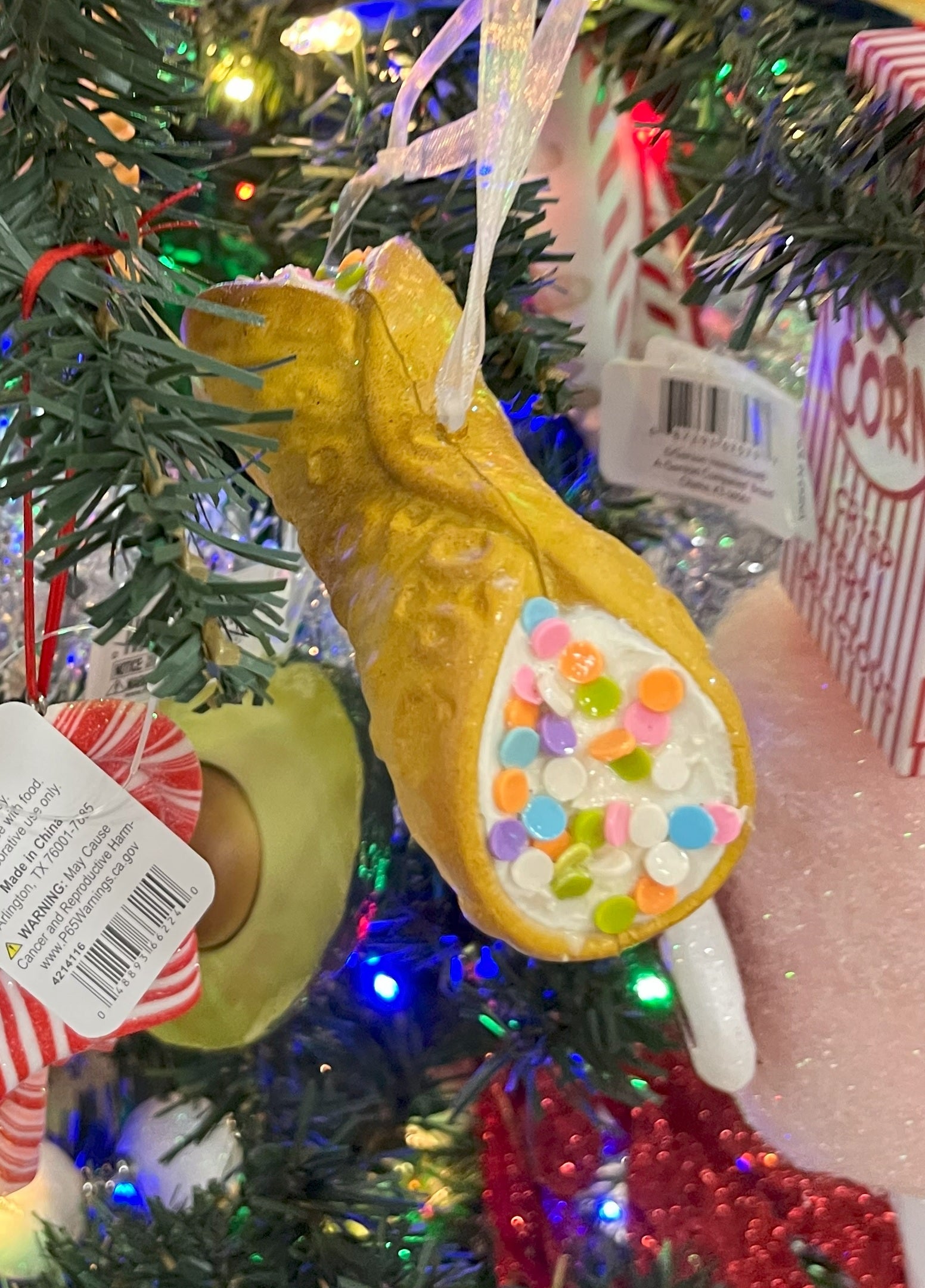 4.5-Inch Soft Imitation Cannoli Pastry Ornament - Realistic Italian Dessert Decor for Christmas Tree, Party, and Home Decoration
