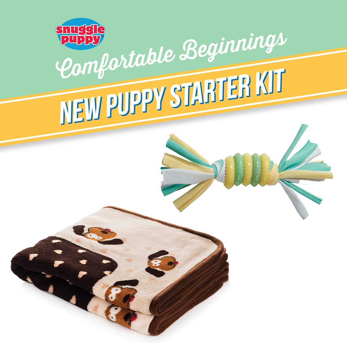 Original Snuggle Puppy Essentials Starter Kit - Heartbeat Dog Toy & Calming Aid with 3 Heat Packs, Puppy Teething Chew Toy & Soft Dog Blanket | Perfect for New Puppies, Separation Anxiety Relief & Crate Training Comfort