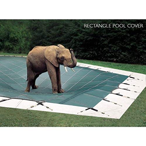 Loop-Loc 16x36 Rectangle Safety Pool Cover - Super Dense II Mesh Gray with UltraLoc & Drains | Heavy-Duty Swimming Pool Protection for Inground Pools | Perfect for Winter Cover & Child Safety