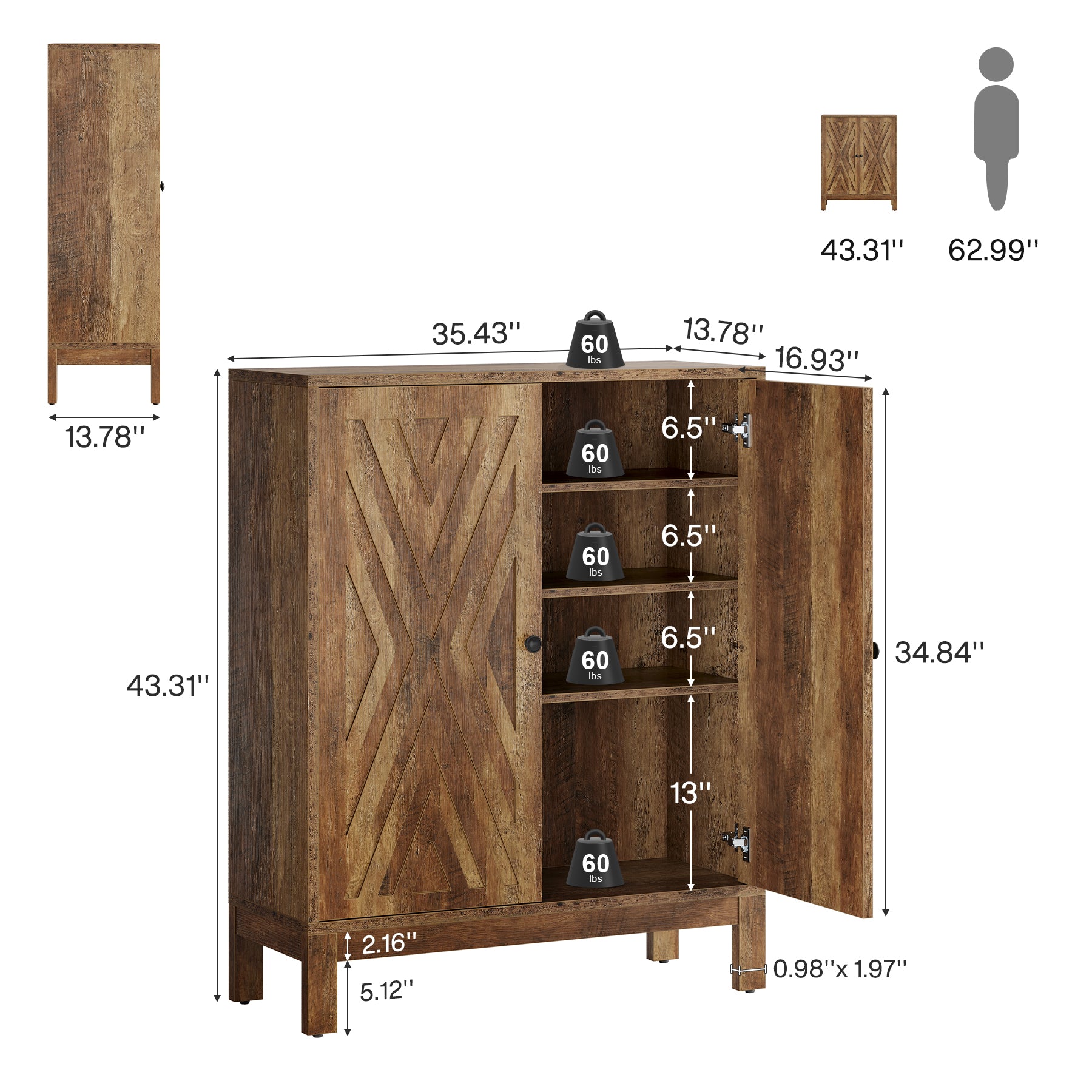 20 Pairs Shoe Cabinet - 5 Tier Adjustable Shoe Organizer Rack for Closet & Entryway Storage - Space Saving Shoe Shelf for Sneakers, Boots & Heels