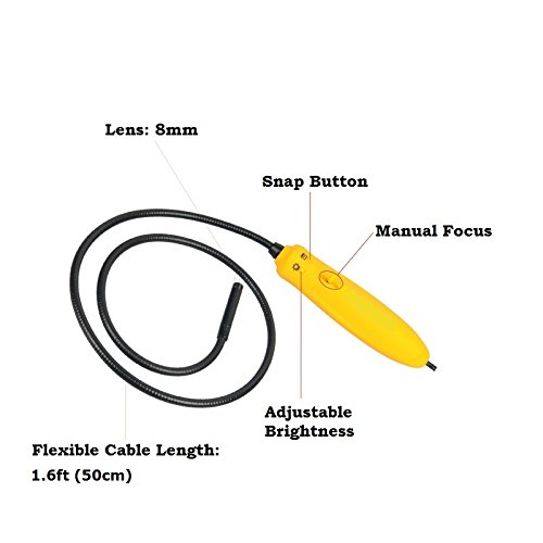Vividia Mini 8mm USB Flexible Inspection Camera - HD Borescope Endoscope with Adjustable Focus & Side View Mirrors | Ideal for Plumbing, HVAC, Automotive & Industrial Maintenance