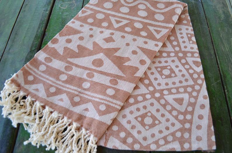 Brown Mandala 100% Cotton Bath Towel - Soft & Absorbent Yoga Beach Towel for Spa, Gym, Travel & Home Use