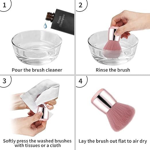 Kreni Nail Art Powder Remover & Dust Cleaner Brushes - Professional Kabuki Makeup Brushes for Acrylic & UV Gel Nail Art | Perfect for Salon, Home Manicures & Nail Extension Care
