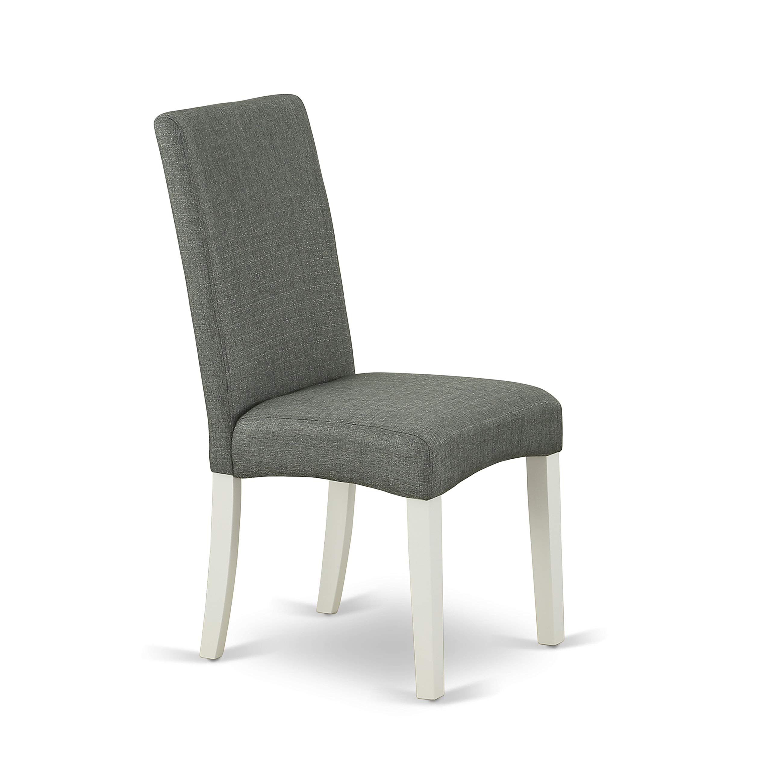 East West Furniture 3-Piece Dinette Set for Small Spaces - Rectangle Drop-Leaf Dining Table & 2 Gray Linen Fabric Parson Chairs, 30x48 Inch, Linen White | Compact Kitchen Dining Solution for Apartments, Breakfast Nooks & Cozy Homes