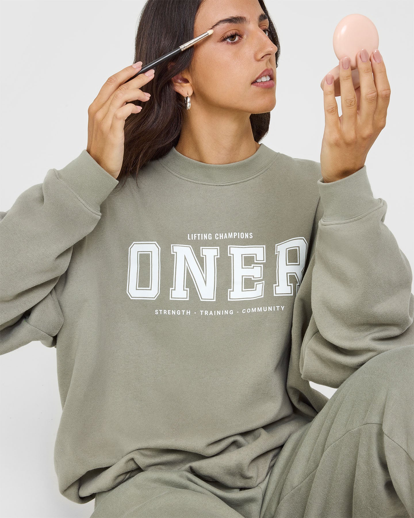 Soft Sage Green Mid-Weight Sweatshirt with Printed Logo - Perfect for Casual Wear, Loungewear & Everyday Comfort