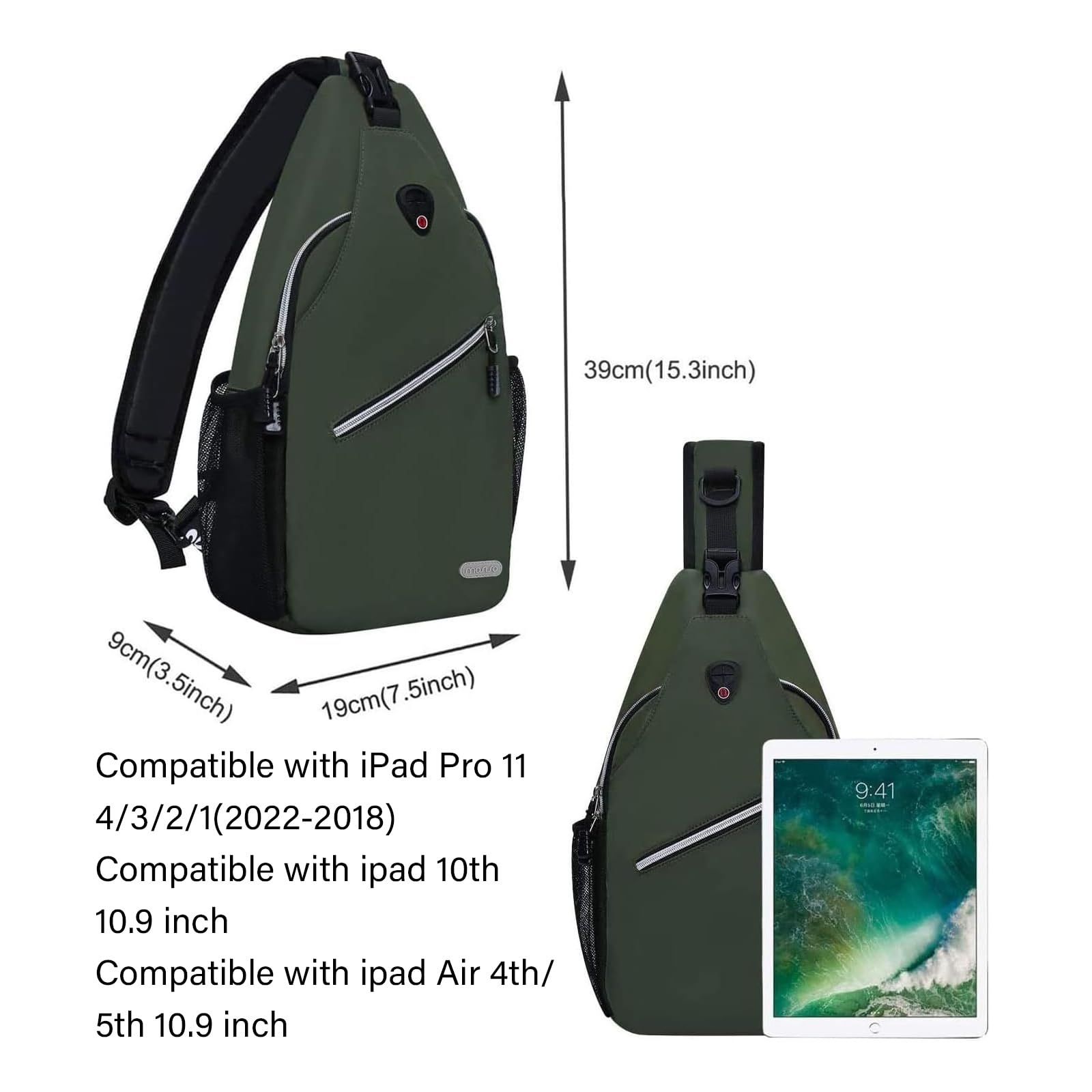 MOSISO Sling Backpack for Men & Women - Lightweight Waterproof Crossbody Shoulder Bag, Multipurpose Travel Hiking Daypack for Outdoor Adventures, Commuting and Daily Use