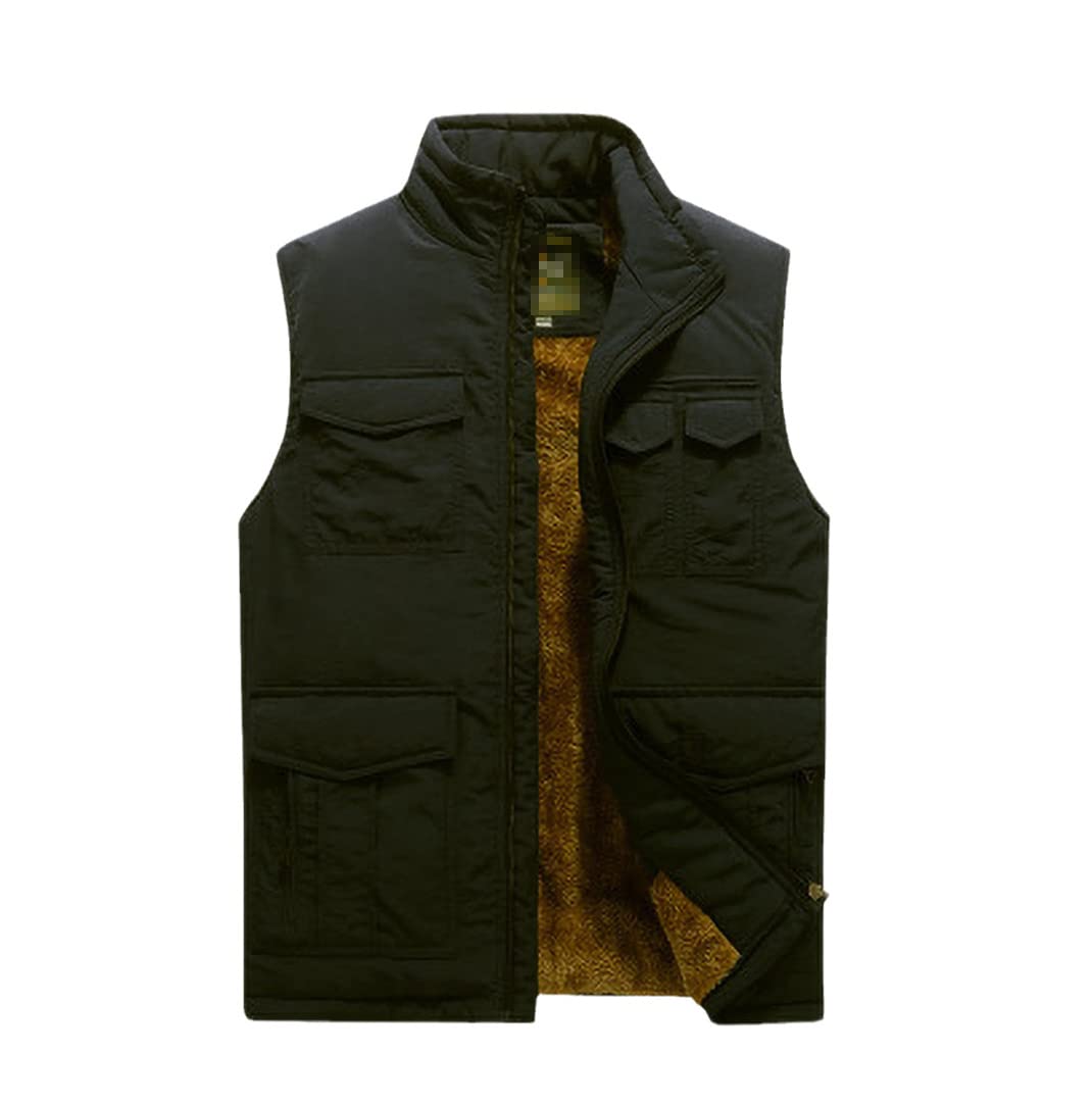 Men's Thick Fleece Waterproof Winter Vest with Multiple Pockets - Lightweight Sleeveless Jacket for Outdoor Photography, Hiking & Casual Wear in Spring & Autumn