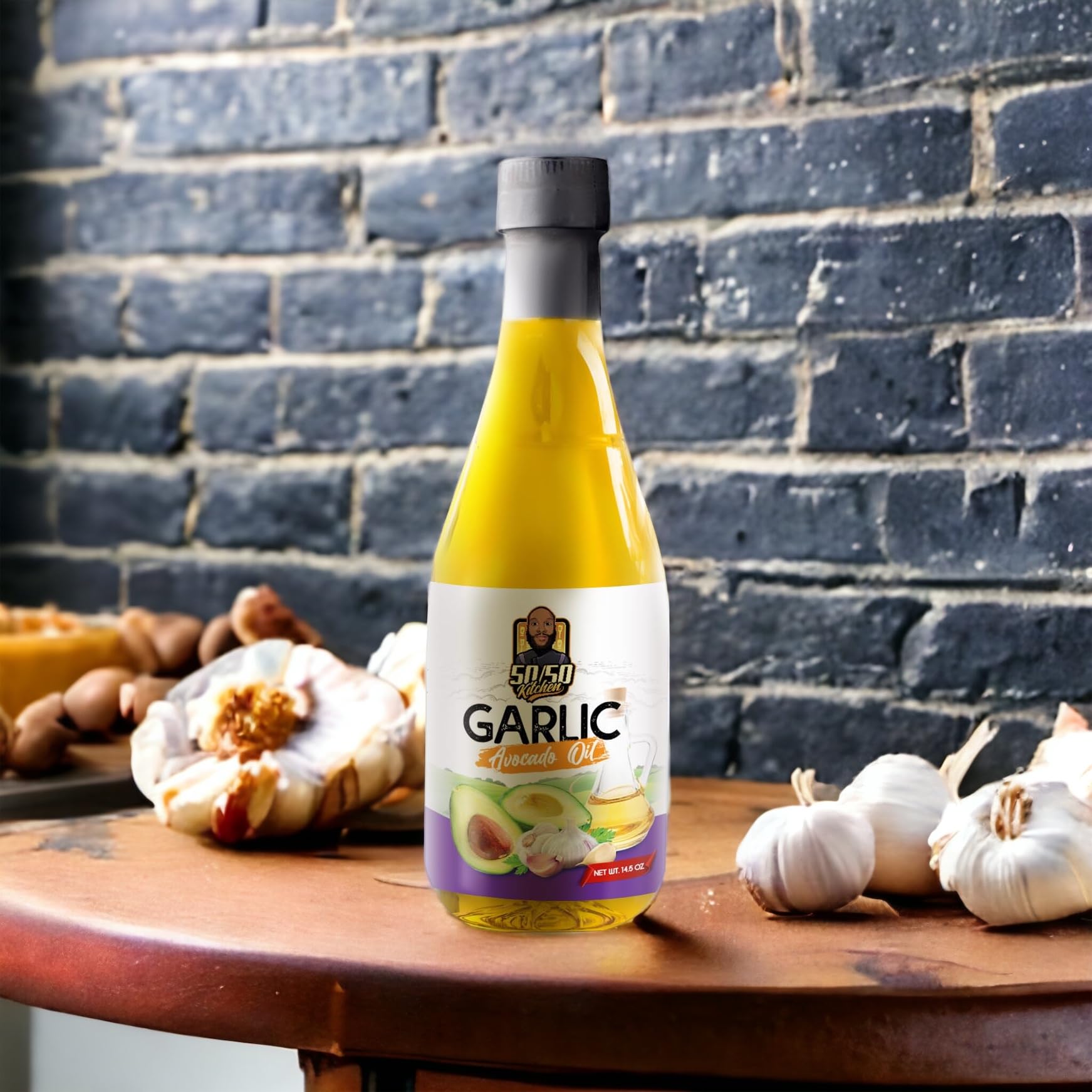 Organic Cold-Pressed Garlic Infused Avocado Oil - Premium Cooking & Salad Dressing for Healthy Meals & Gourmet Recipes
