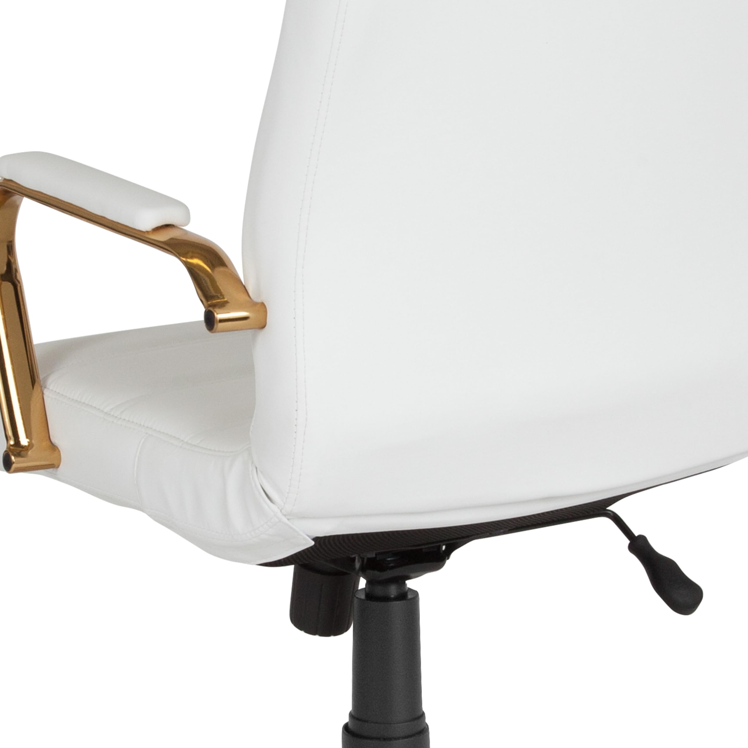 Flash Furniture Whitney Mid-Back Swivel LeatherSoft Office Chair - Adjustable Height Ergonomic Desk Chair with Padded Seat & Armrests, 27
