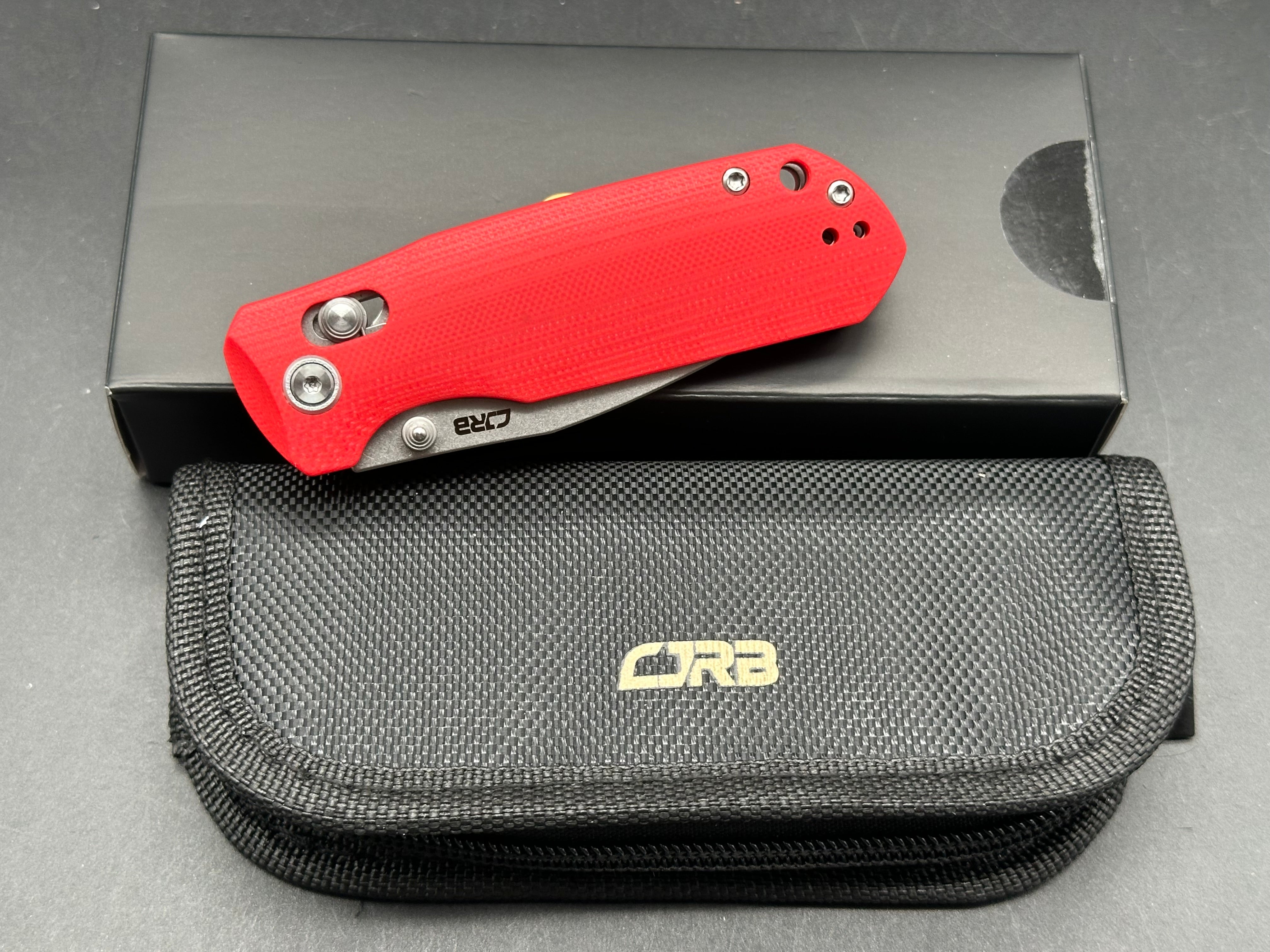 CJRB MAXIMAL Folding Knife - Red G10 Handle, AR-RPM9 Steel, Drop Point Blade for Outdoor Camping, Hiking & EDC