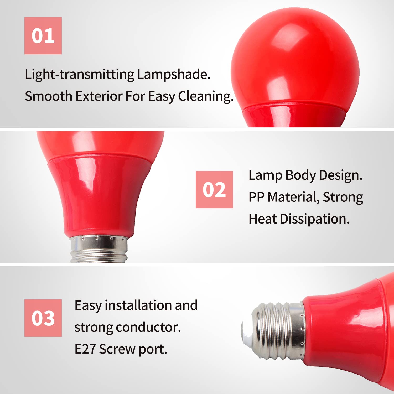 eTone Darkroom Safe Light Lamp - E27 LED Screw Base Wall Light with 360° Adjustable Head & On/Off Switch - Perfect for Photography Darkrooms, Film Developing & DIY Projects