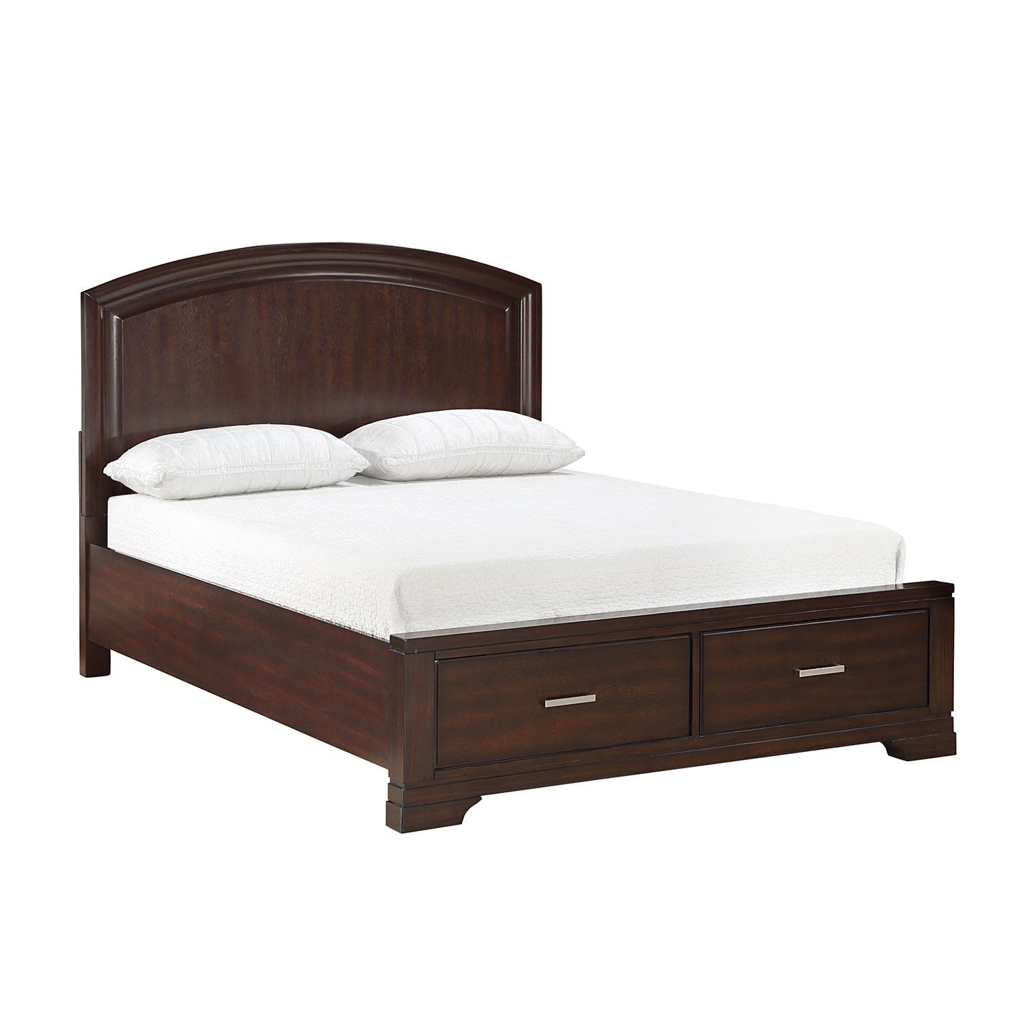 6-Piece Full Storage Bedroom Set - Arista Brown Cherry Finish for Master Bedroom & Guest Room Organization