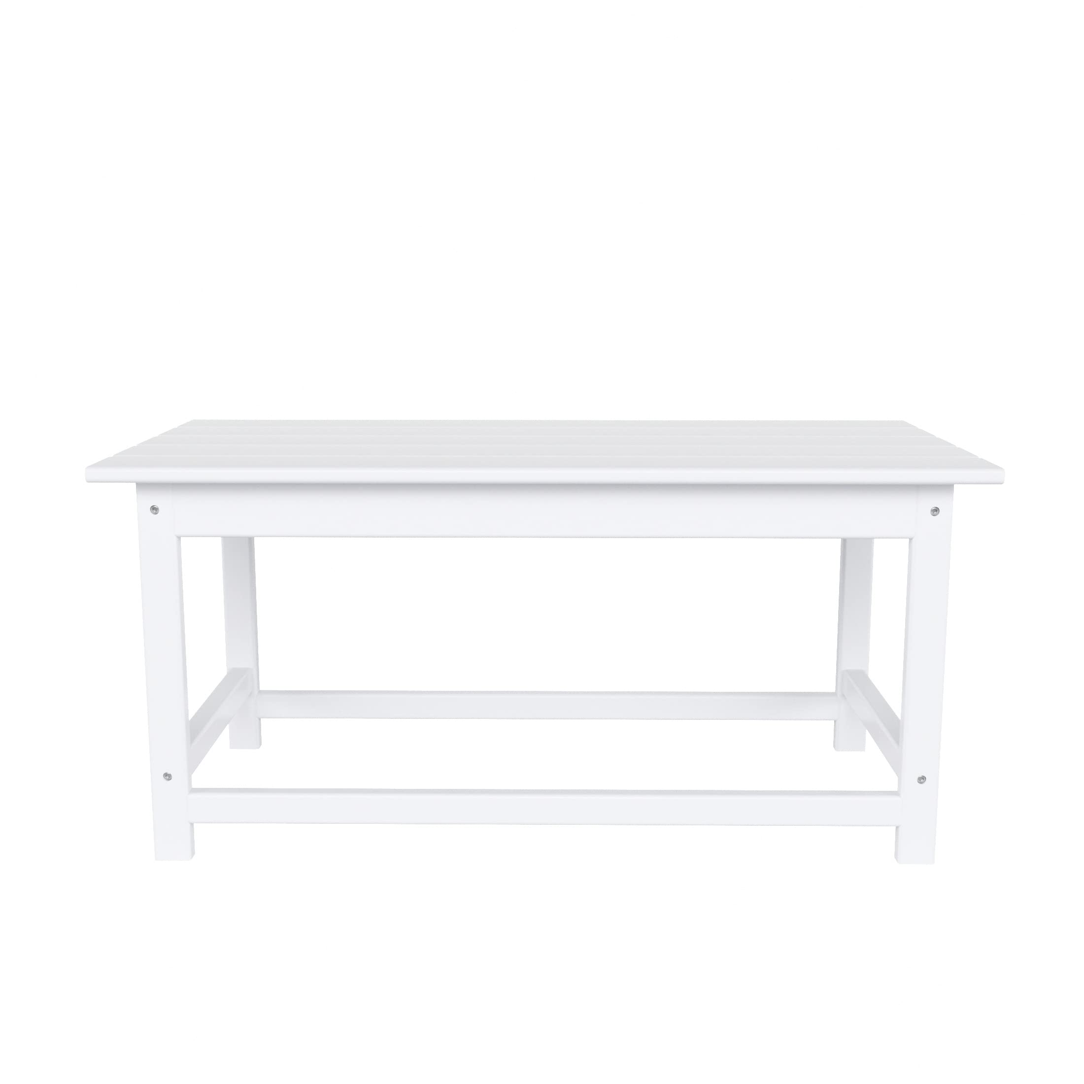 **HDPE Outdoor Drink Table - Weather Resistant Adirondack Conversation Table for Patio, Porch, Balcony, Poolside & Backyard - White Accent Table for Seaside & Outdoor Relaxation**