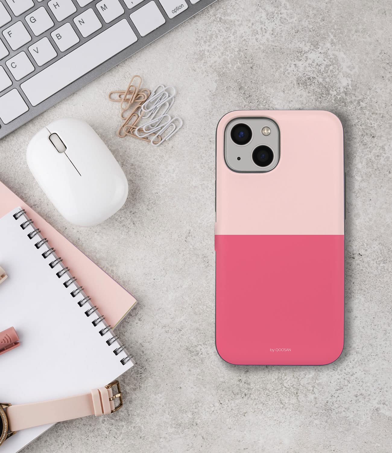 Qoosan Slim iPhone 13 Mini Case with Built-in Card Holder & Mirror - Protective Wallet Phone Cover for iPhone 13 Mini 5.4 Inch (Pink) - Perfect for Everyday Use, Travel & Hands-Free Convenience