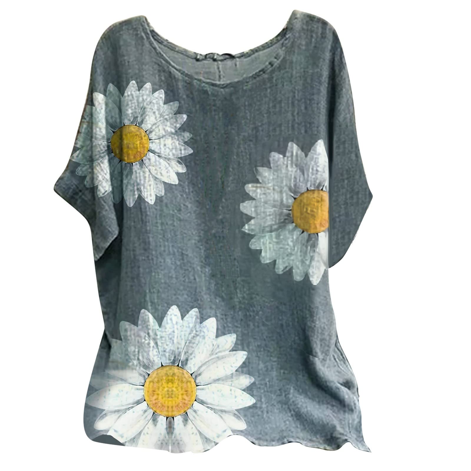 Vintage Floral Love Print Women's Work Tops - Round Neck Short Sleeve Crew Neck Blouse for Office & Casual Wear | Perfect for Business, Dating & Everyday Outfits