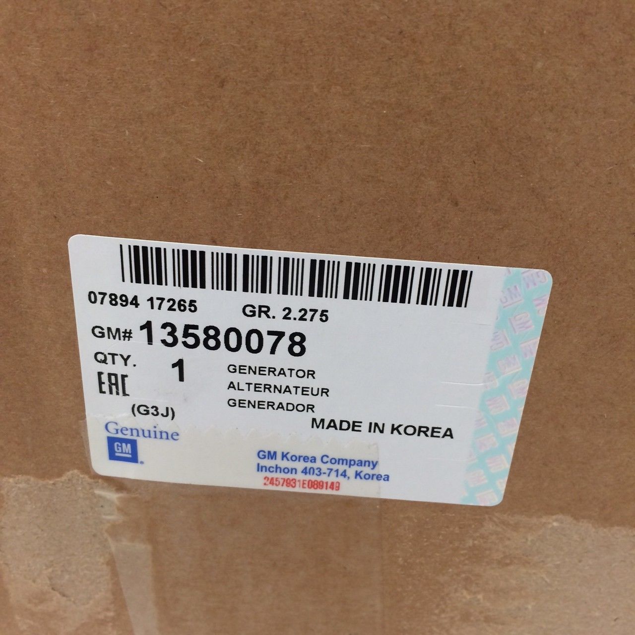 Genuine Holden Alternator for Cruze & Captiva Diesel Engines - Part Number 13580078 | Reliable Replacement for Smooth Vehicle Performance