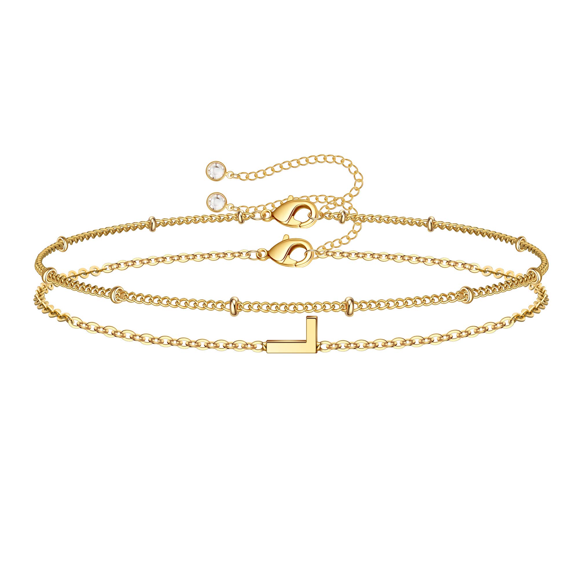 Personalized Initial Bracelets for Women - Layered Letter Charm Bracelet A-Z in Gold, Silver & Rose Gold | Dainty Jewelry for Birthday Gifts, Everyday Wear & Special Occasions