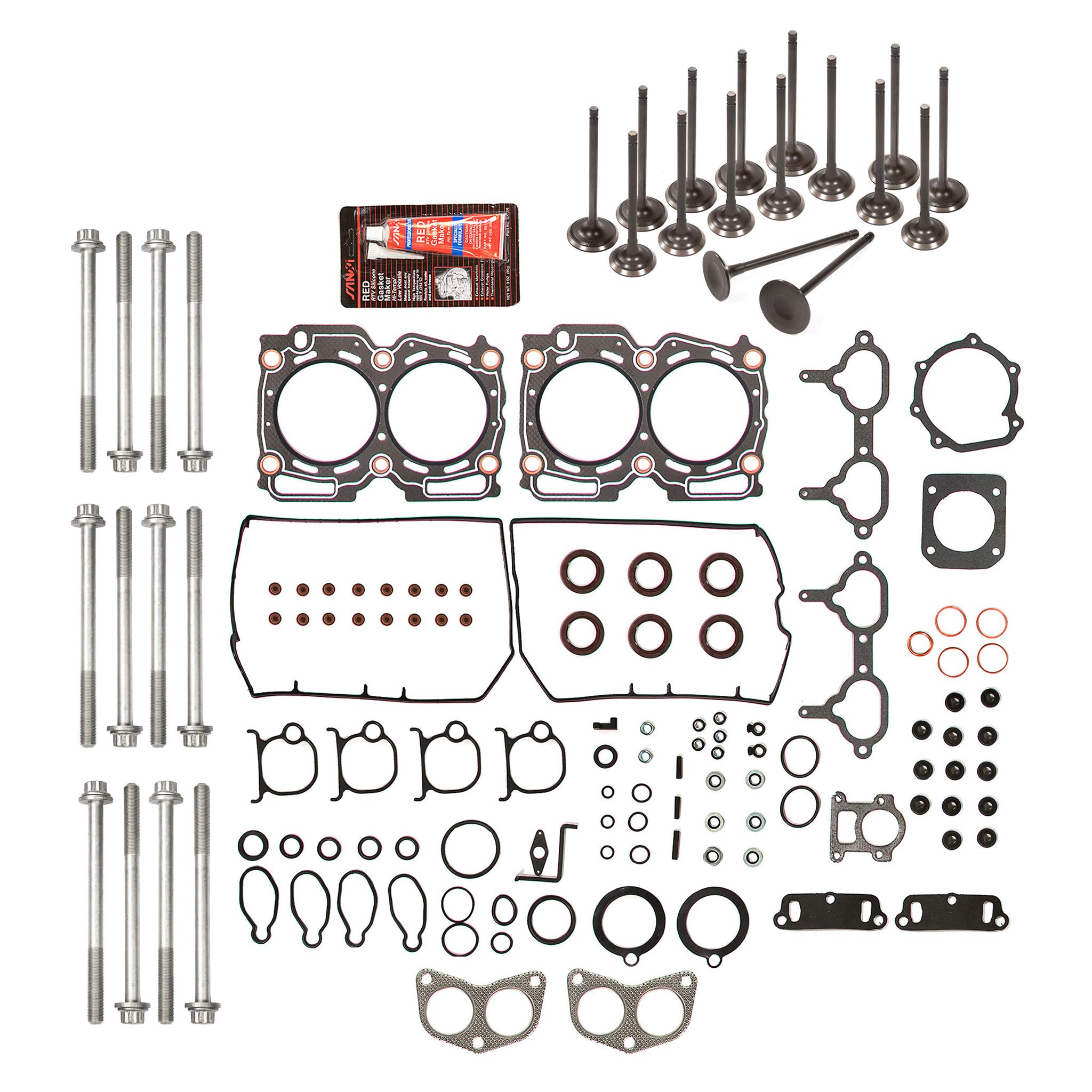 MA-4216953475 Head Gasket Set with Intake & Exhaust Valves - Compatible with 1997-1999 Subaru 2.5L DOHC EJ25D Engine - Perfect for Engine Repair & Maintenance