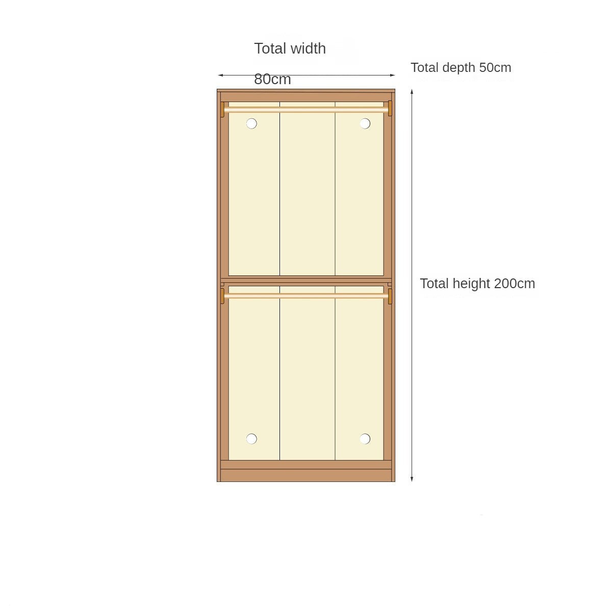 Solid Oak Wood Narrow Wardrobe - Slim Space-Saving Closet for Bedroom, Hallway, or Small Apartment