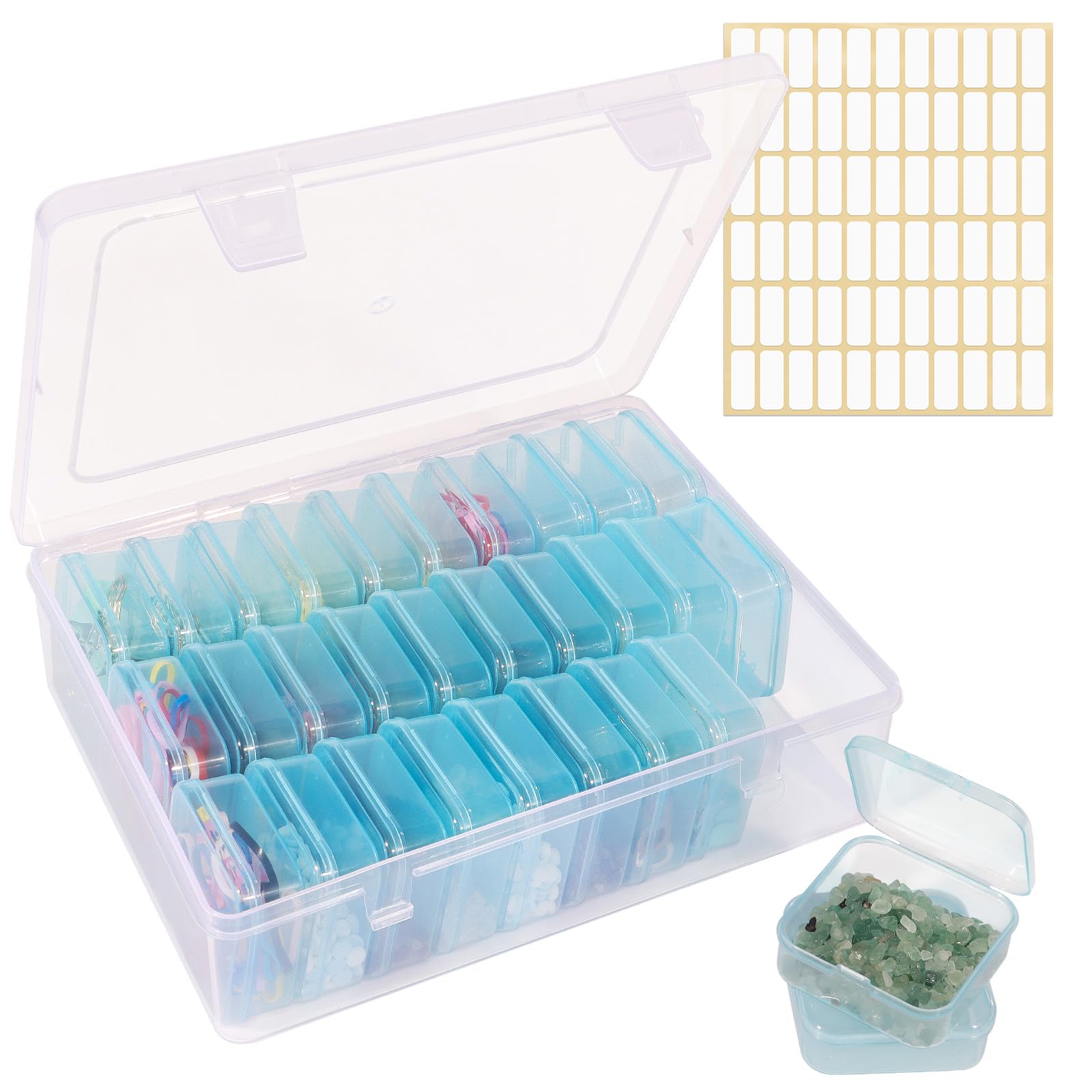 30-Piece Bead Organizer Box Set with 132 Labels - Plastic Craft Storage Containers for Jewelry Making, Beading Supplies & Bracelet Accessories - Perfect for DIY, Home Organization & Travel Crafting