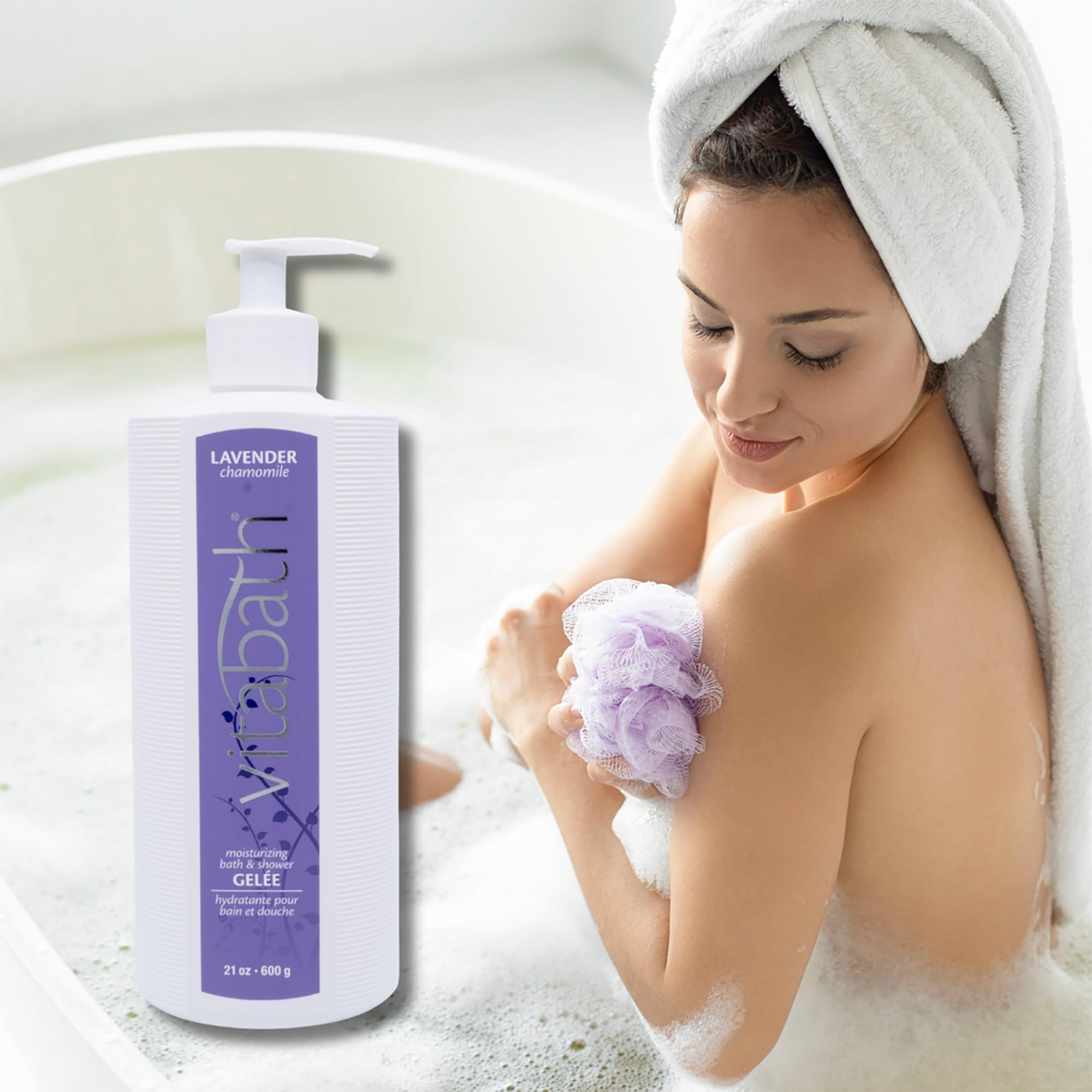 Vitabath Lavender Chamomile Moisturizing Body Wash & Shower Gel - 21 oz | Calming Hydrating Botanical Formula for Soft Skin | Relaxing Bath & Shower Experience for Stress Relief & Better Sleep