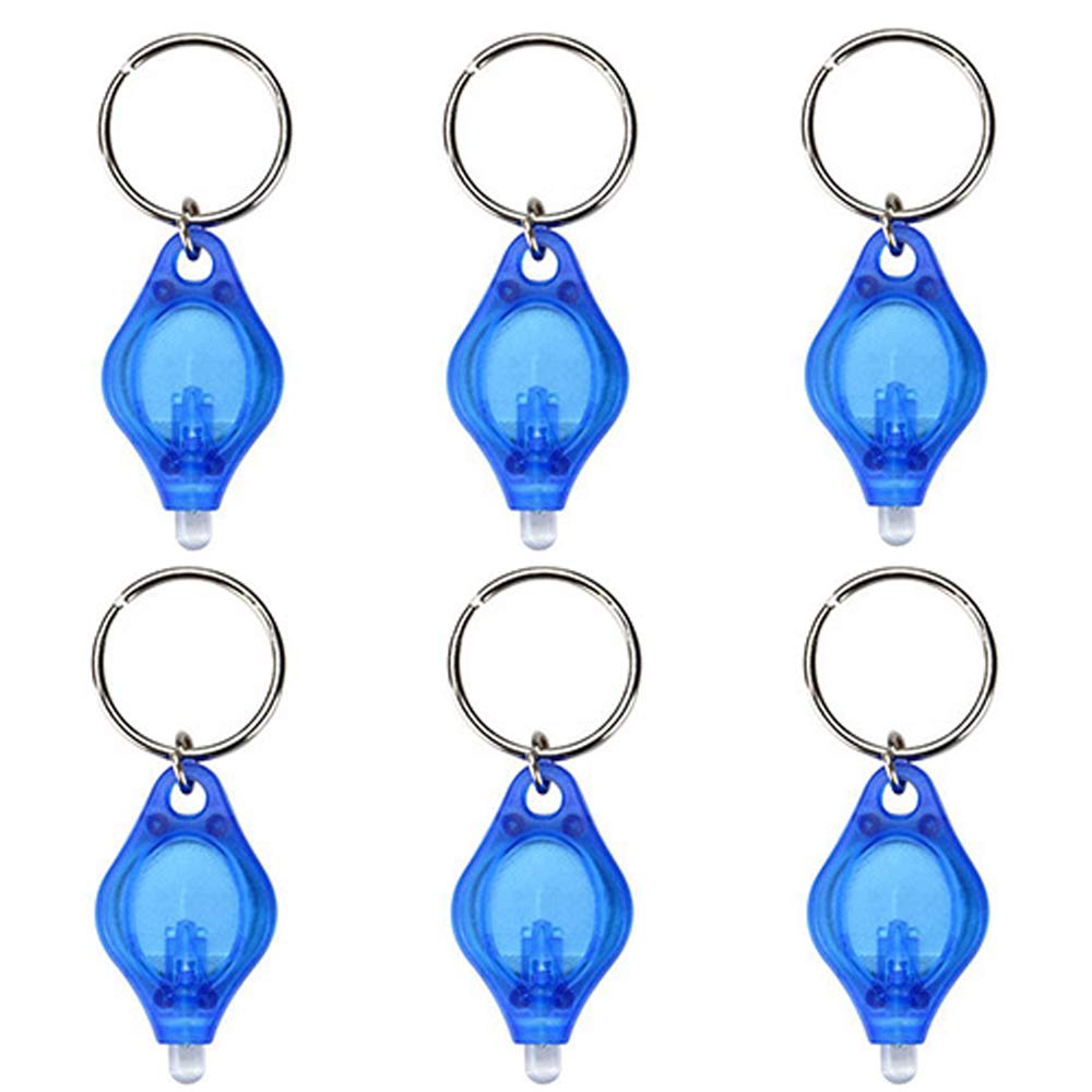 RaySoar 6-Pack Ultra Bright Mini LED Keychain Flashlight - Compact Key Ring Light with White LED & Blue Shell for Emergency, Camping, Hiking & Everyday Carry