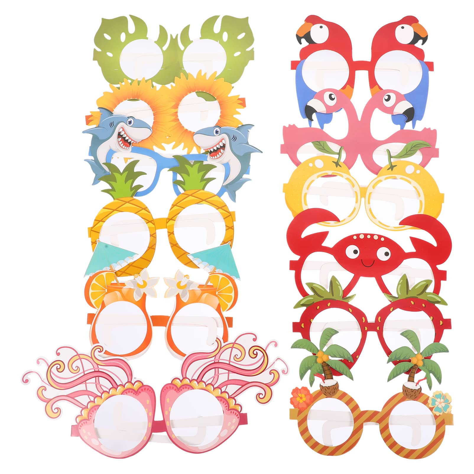 Funny Tropical Sunglasses - Pineapple, Watermelon & Flamingo Designs - 12Pcs Luau Party Favors, Photo Booth Props & Summer Beach Party Supplies - Perfect for Hawaiian Themed Parties, Poolside Events & Vacation Accessories