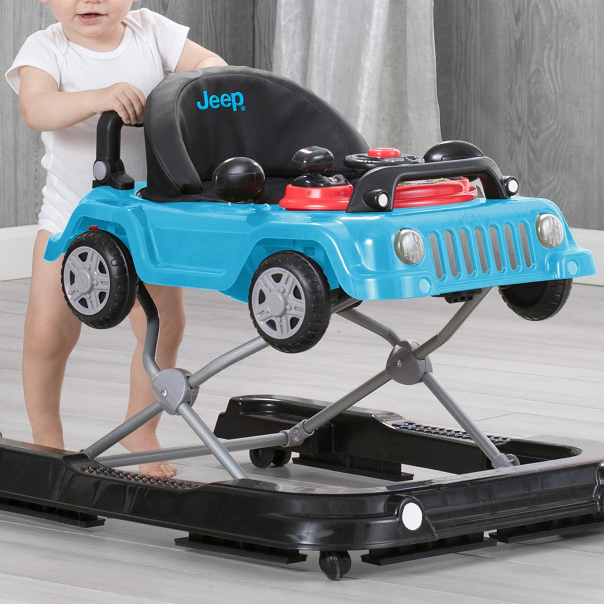 Jeep® Classic Wrangler 3-in-1 Grow With Me Baby Walker - Adjustable Infant to Toddler Walker with Wheels for Learning to Walk - Perfect for Indoor Play & First Steps Development