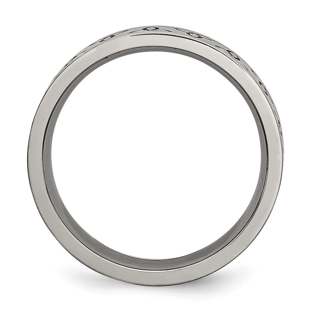 Titanium Trinity Symbol Wedding Band Ring - 6mm Flat Engraved Men's Wedding Ring for Men, Durable & Hypoallergenic - Perfect for Engagement, Anniversary & Couple Gifts