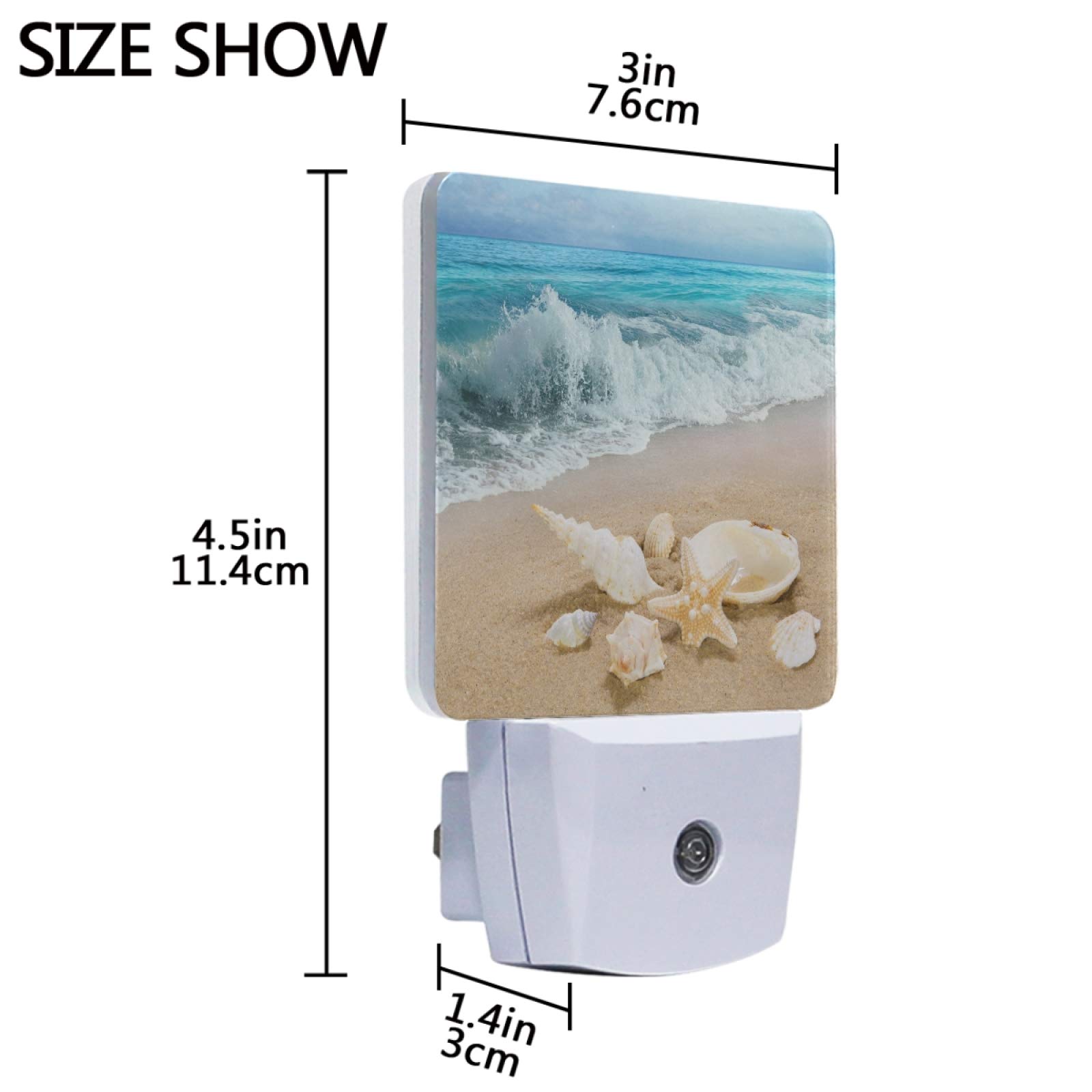 Ocean Beach Summer Night Light Set of 2 - Starfish & Seashell LED Plug-in Nightlights with Auto Dusk-to-Dawn Sensor | Perfect for Bedroom, Bathroom, Kitchen, Hallway & Stairs | Creates Coastal Ambiance for Relaxation & Safety Lighting