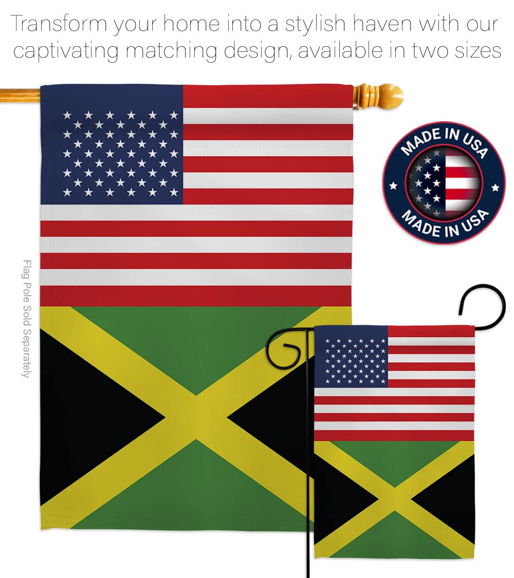 Americana Home & Garden Jamaica-US Friendship House Flag - Double-Sided Outdoor Decorative Banner for Yard, Garden & Patio - Made in USA - Perfect for International Country Pride & Regional Decor