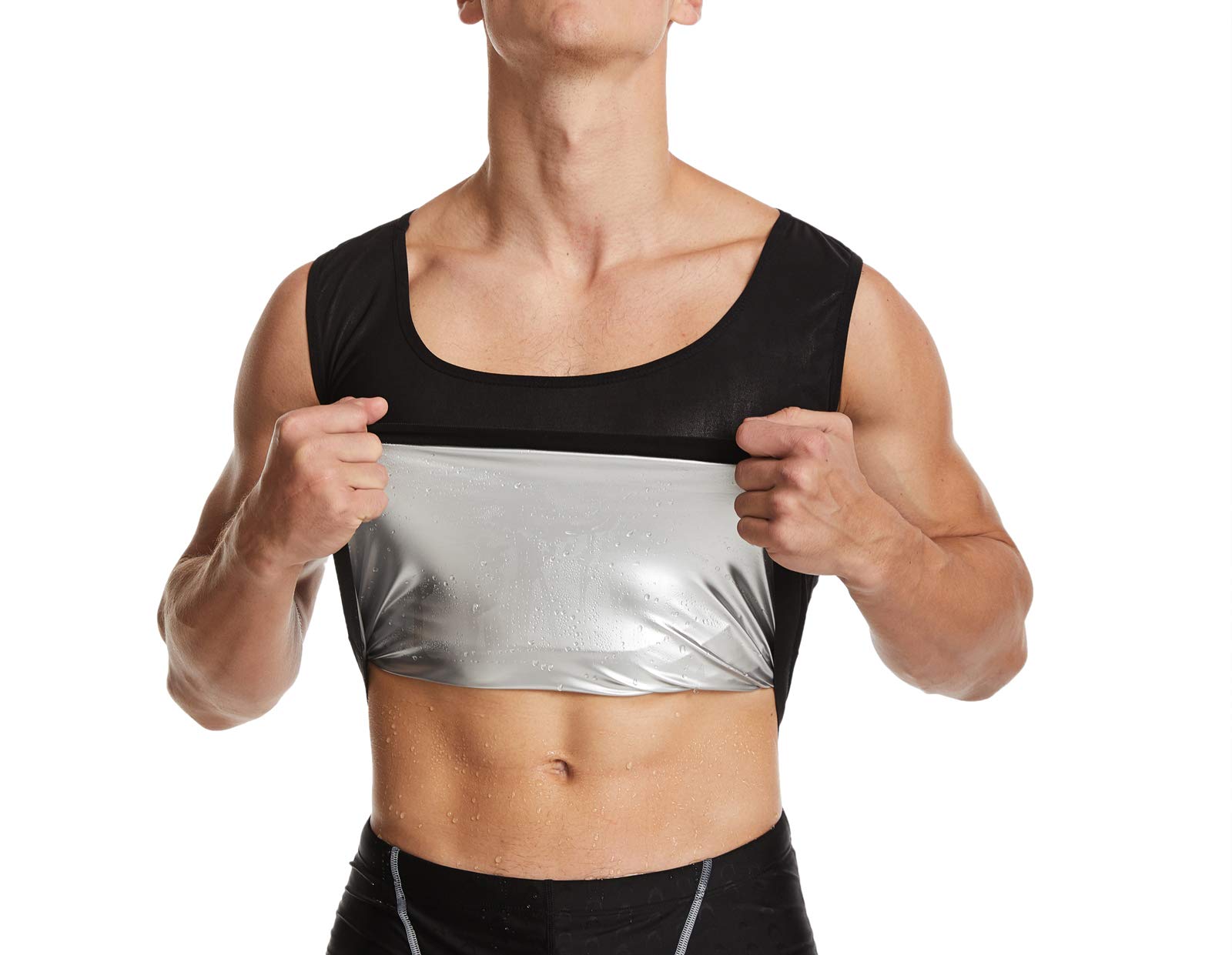 Bakerdani Men's Sweat Enhancing Workout Vest - Weight Loss Fitness Tank Top for Gym, Running & Training - Breathable & Moisture Wicking Activewear