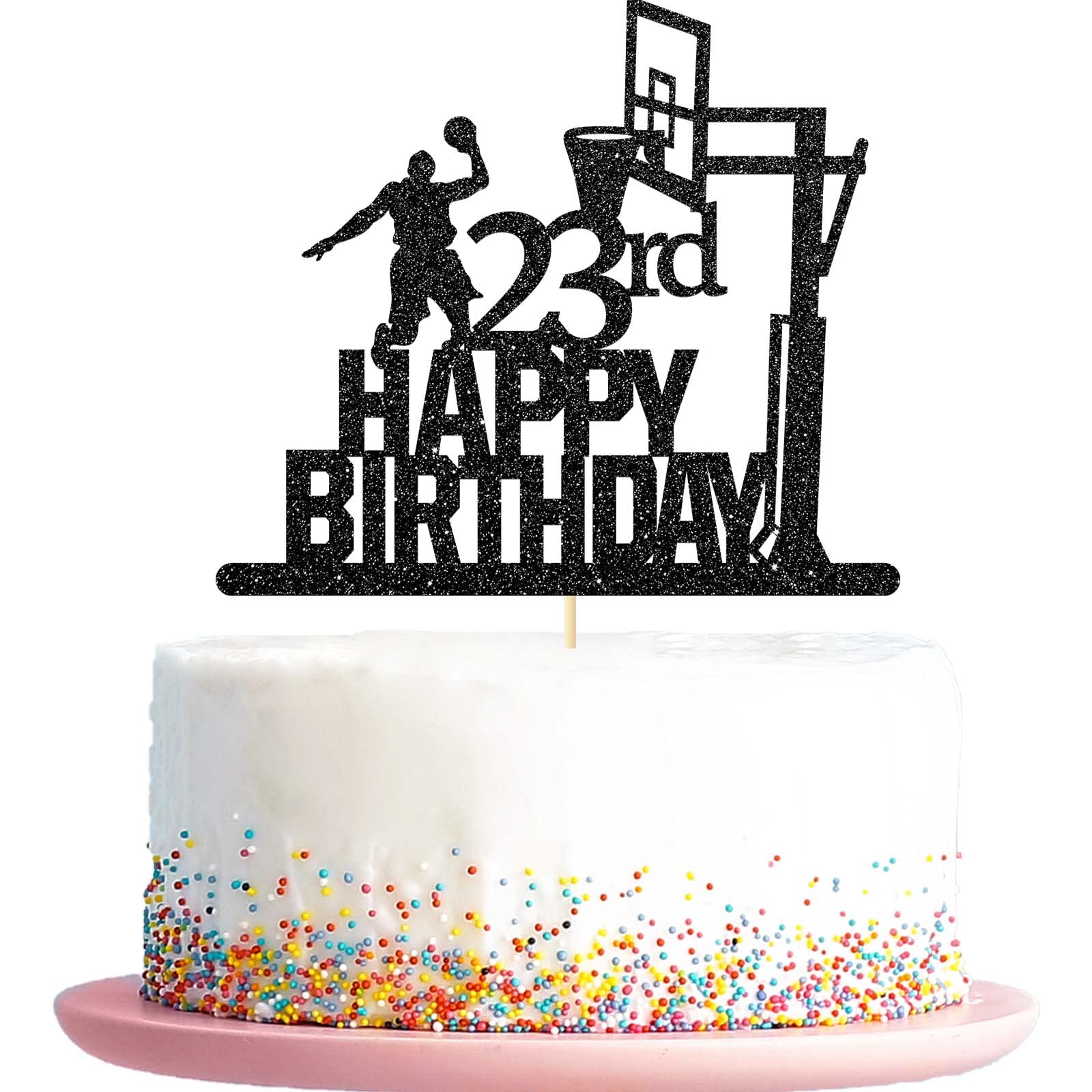 Basketball Theme 23rd Birthday Cake Topper - Glitter Sports Decor for Basketball Players & PE Students - Shooting Action Sign Party Supplies - Perfect for Sports-Themed Birthday Celebrations & Athlete Milestones