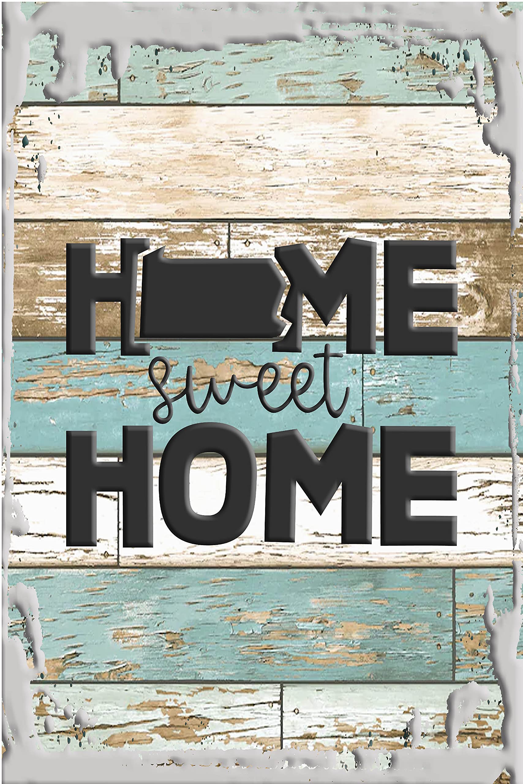 Pennsylvania State Hometown Love White Wall Art Decor - Funny Gift for Home Sweet Home - Perfect for Living Room, Bedroom & Office Decor