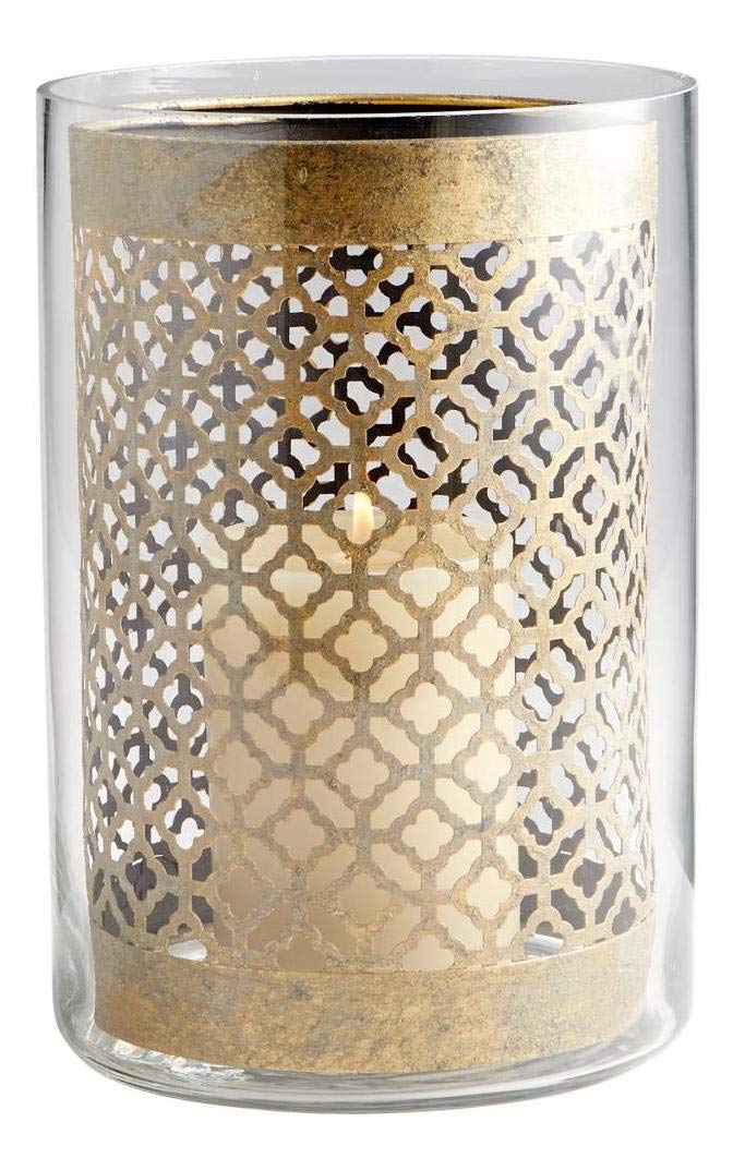 11.75 Inch Gold Versailles Iron and Glass Candle Holder - Elegant Home Decor for Dining Table, Wedding Centerpiece & Romantic Ambiance