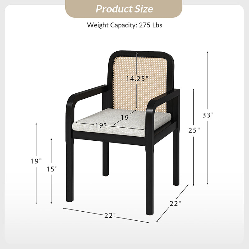 Kevin Rattan Dining Chairs - Mid Century Modern Accent Chairs with Elegant Woven Backrest | Perfect for Dining Rooms, Living Spaces & Boho Home Decor