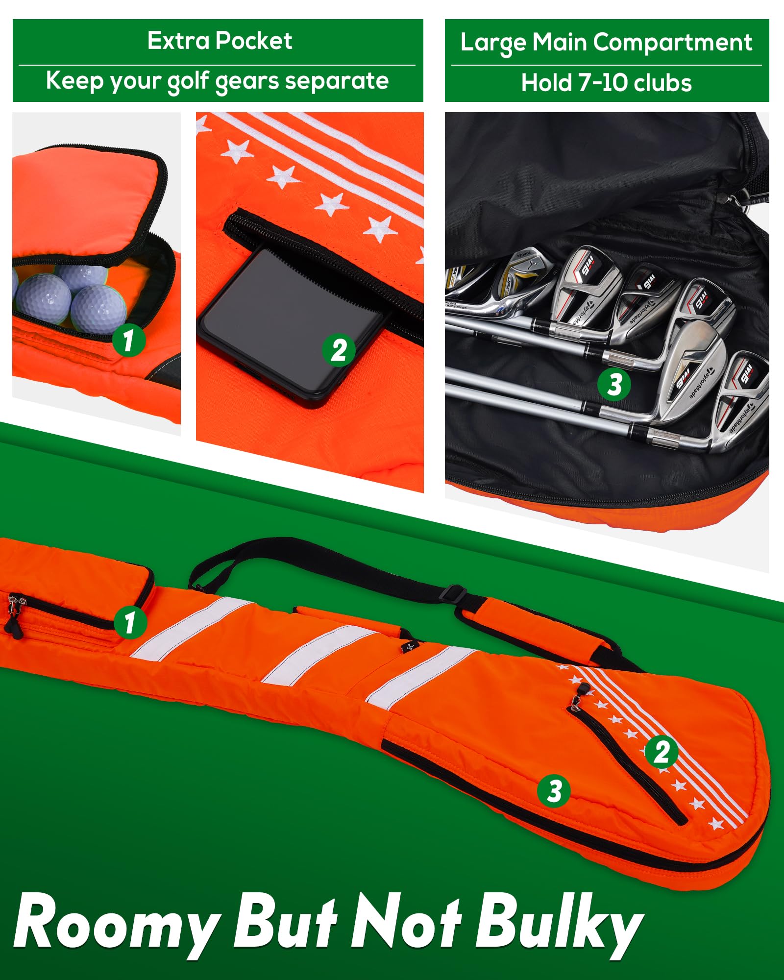 Lightweight Foldable Golf Sunday Bag for Driving Range & Practice - Big Teeth Design, Shoulder Strap, Multi-Color Options | Perfect for Par 3 Courses, Club Storage & Travel