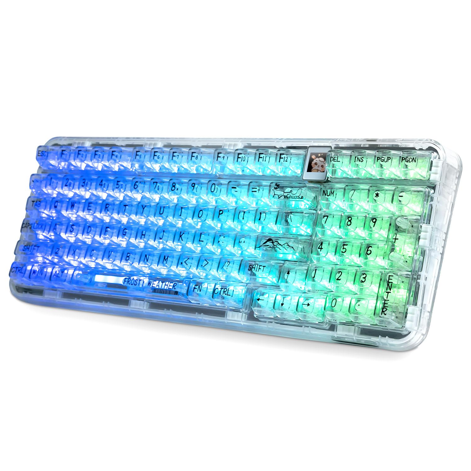 CoolKiller CK98 RGB Mechanical Keyboard - Wireless Hot-Swappable with OLED for Gaming & Office (White, Ice Switches)