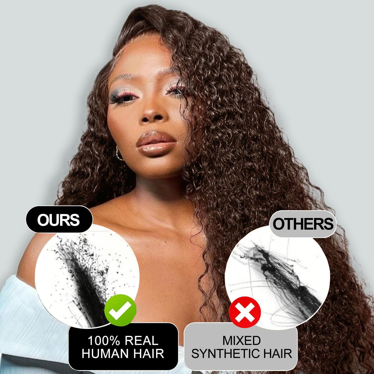 200 Density Chocolate Brown 13x6 Deep Wave Lace Front Wig - 100% Human Virgin Hair with HD Transparent Lace & Pre-Plucked Hairline for Women | Natural Wet & Wavy Curls, 28 Inch Length | Perfect for Daily Wear, Parties, Cosplay and Special Occasions