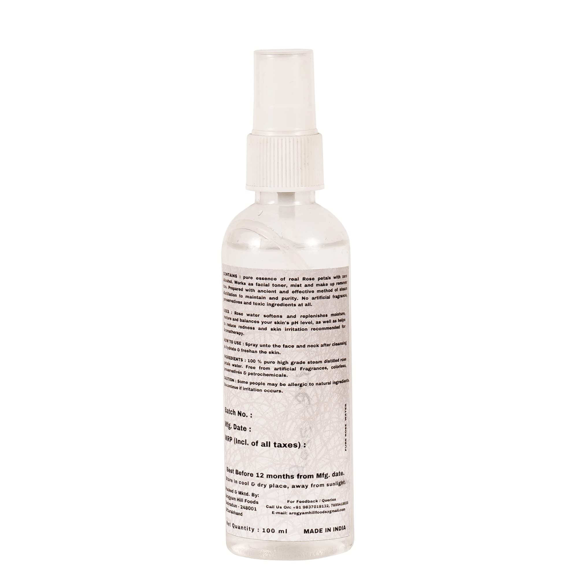 Organic Rose Water Face Mist & Toner for Hydrated Skin - 100ml Floral Hydrating Spray | Refreshing Facial Mist for Dry Skin, Makeup Setting & Skin Care Routine