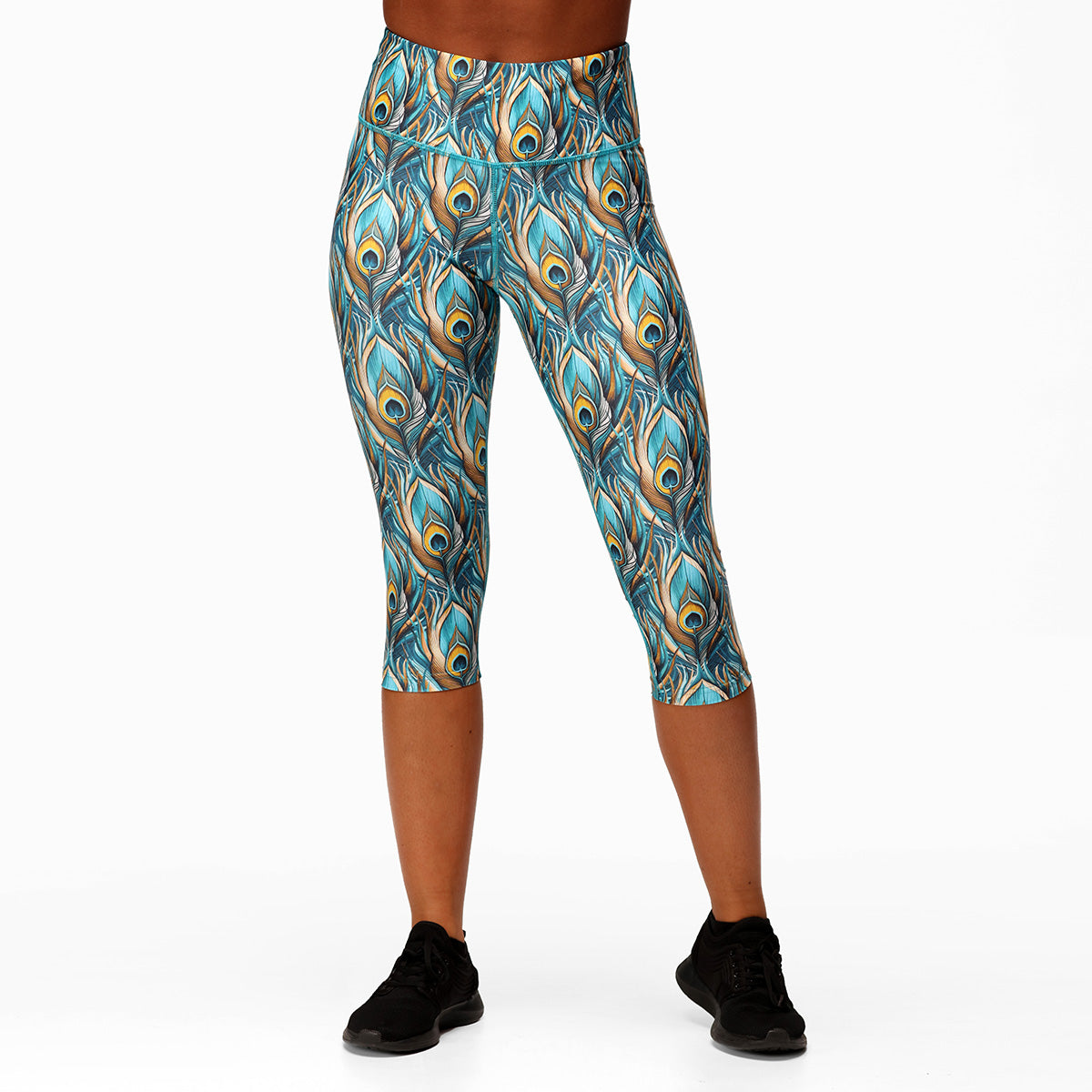 Stylish Peacock Print Capri Pants for Women - Comfortable & Trendy Summer Lounge Wear