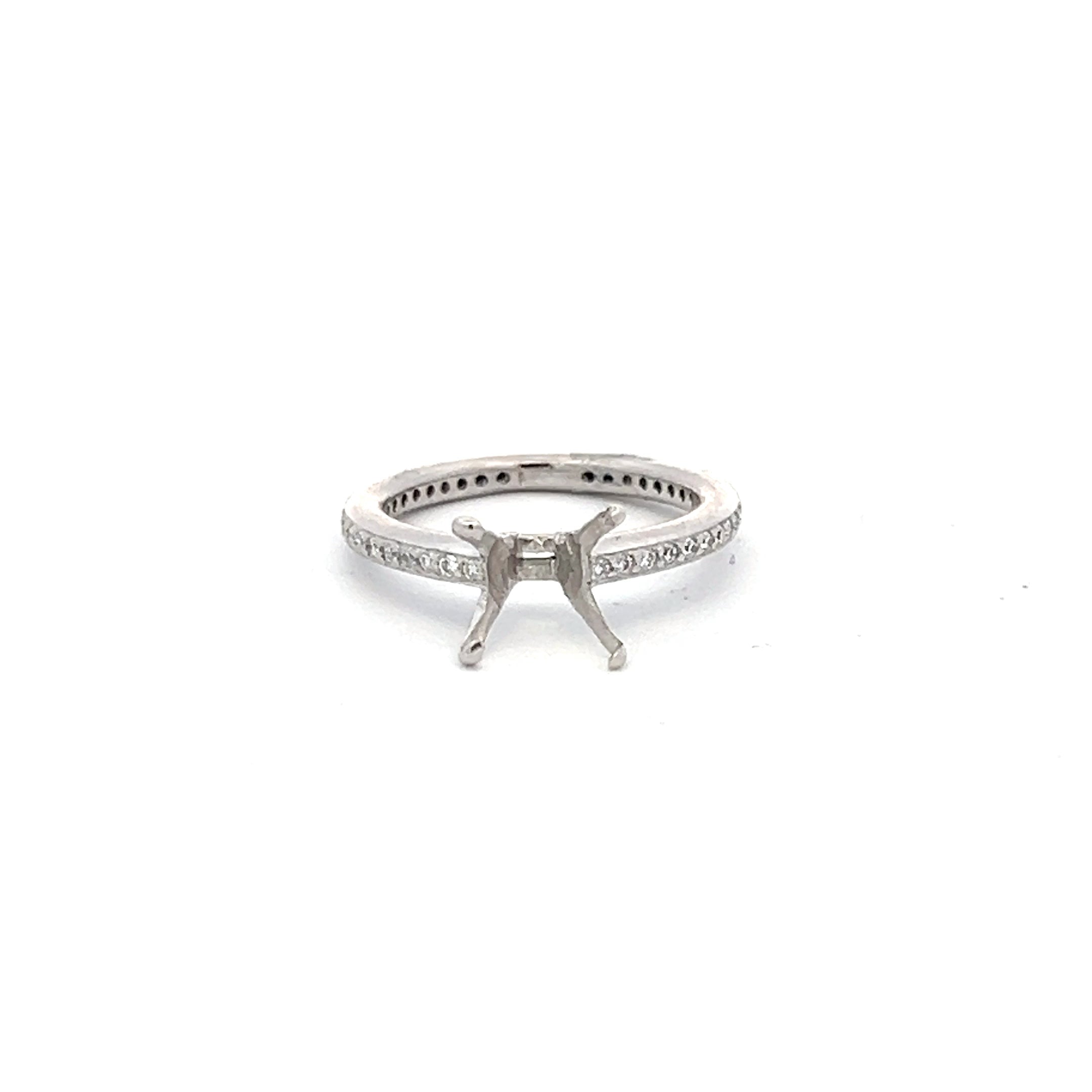 0.10 Carat Round Brilliant Diamond Platinum Semi Mount Ring - Elegant Wedding Band for Brides, Engagement Ring Setting for Women - Perfect for Proposals, Anniversaries & Special Occasions