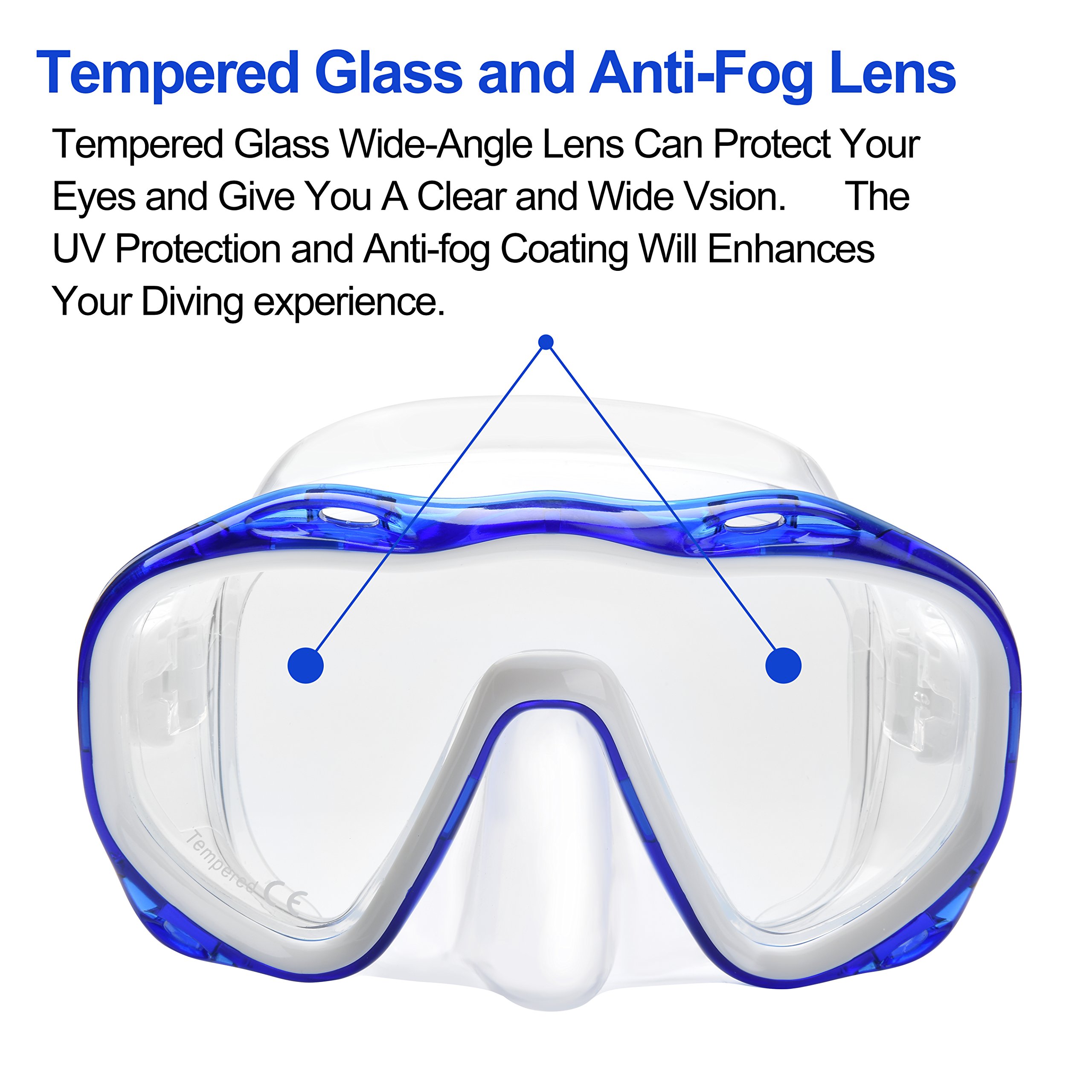 Anti-Fog Scuba Diving Mask - Adjustable Snorkeling Goggles for Men & Women - Perfect for Underwater Exploration